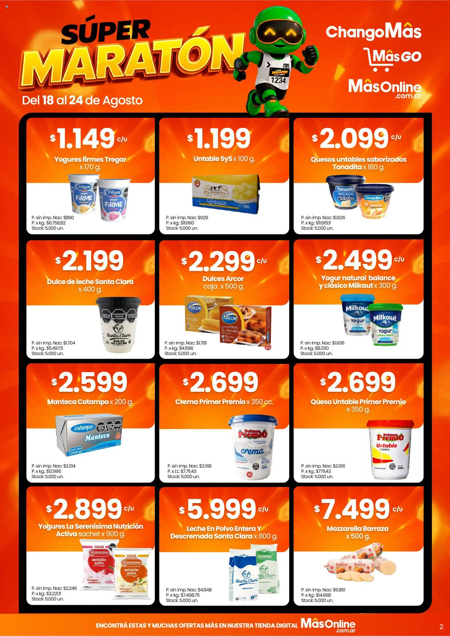 Changomas ofertas │ válido desde el 18/08/2026 | Página: 4 | Productos: Mozzarella, Leche en polvo, Dulce de leche, Leche