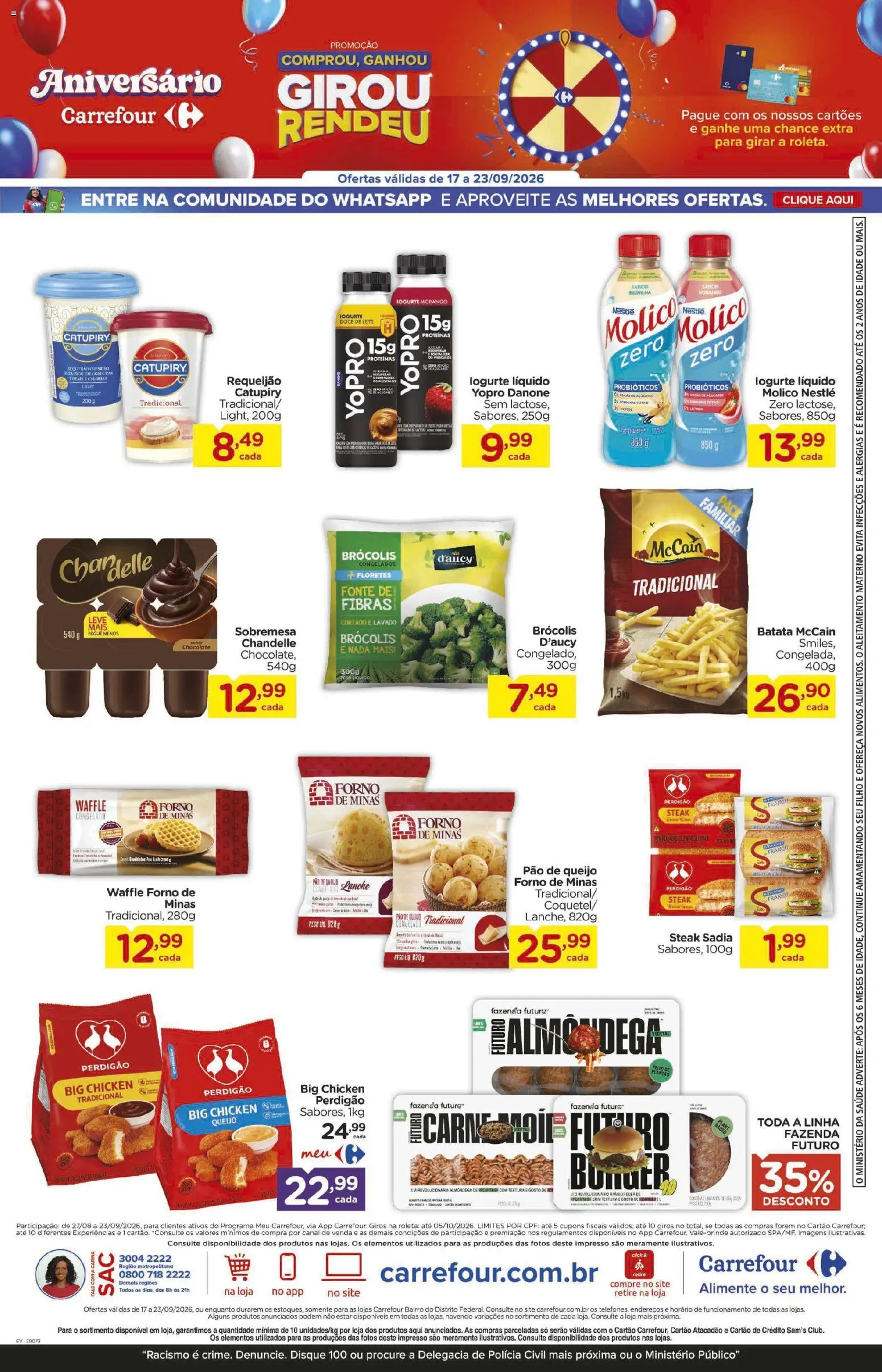 Carrefour Bairro Folheto - válido de 17/09/2026 | Página: 2 | Produtos: Probióticos, Steak, Pão, Catupiry