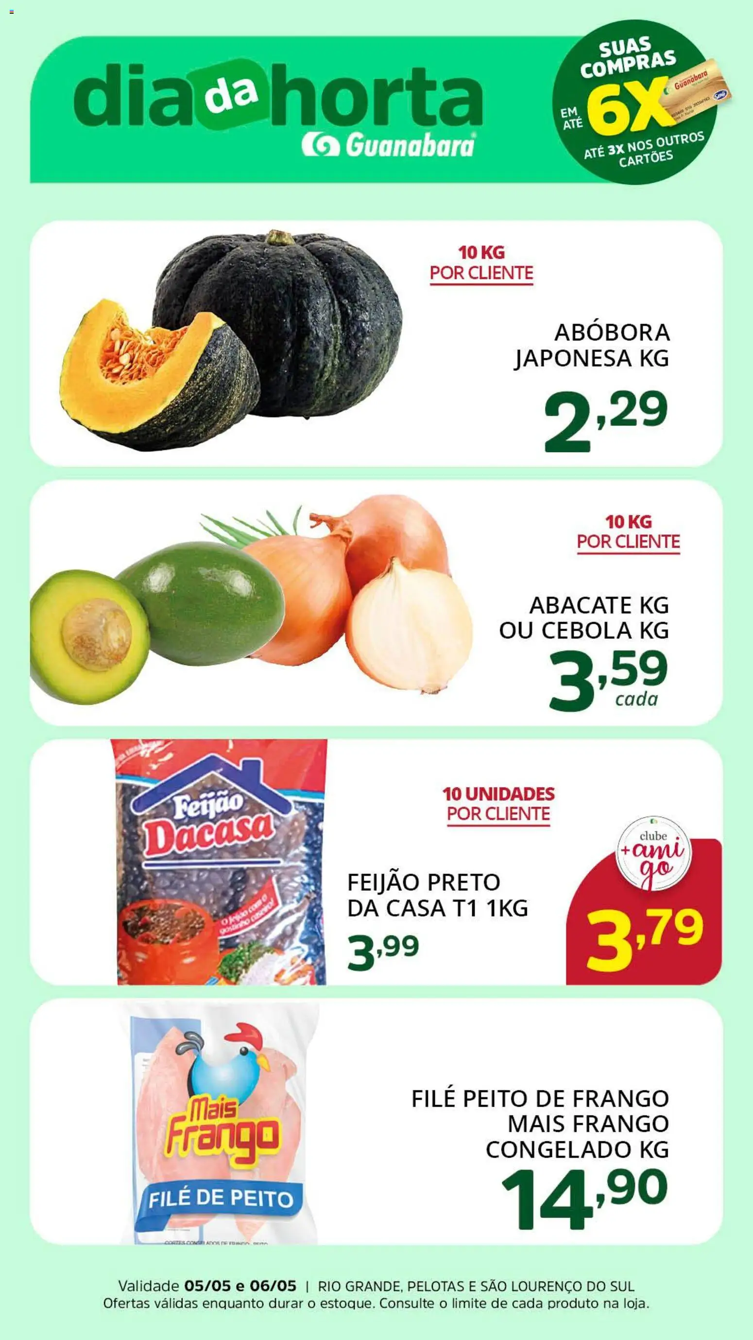 Supermercado Guanabara Folheto - válido de 05.05.2026 | Página: 2 | Produtos: Abóbora, Cebola, Frango, Peito de frango