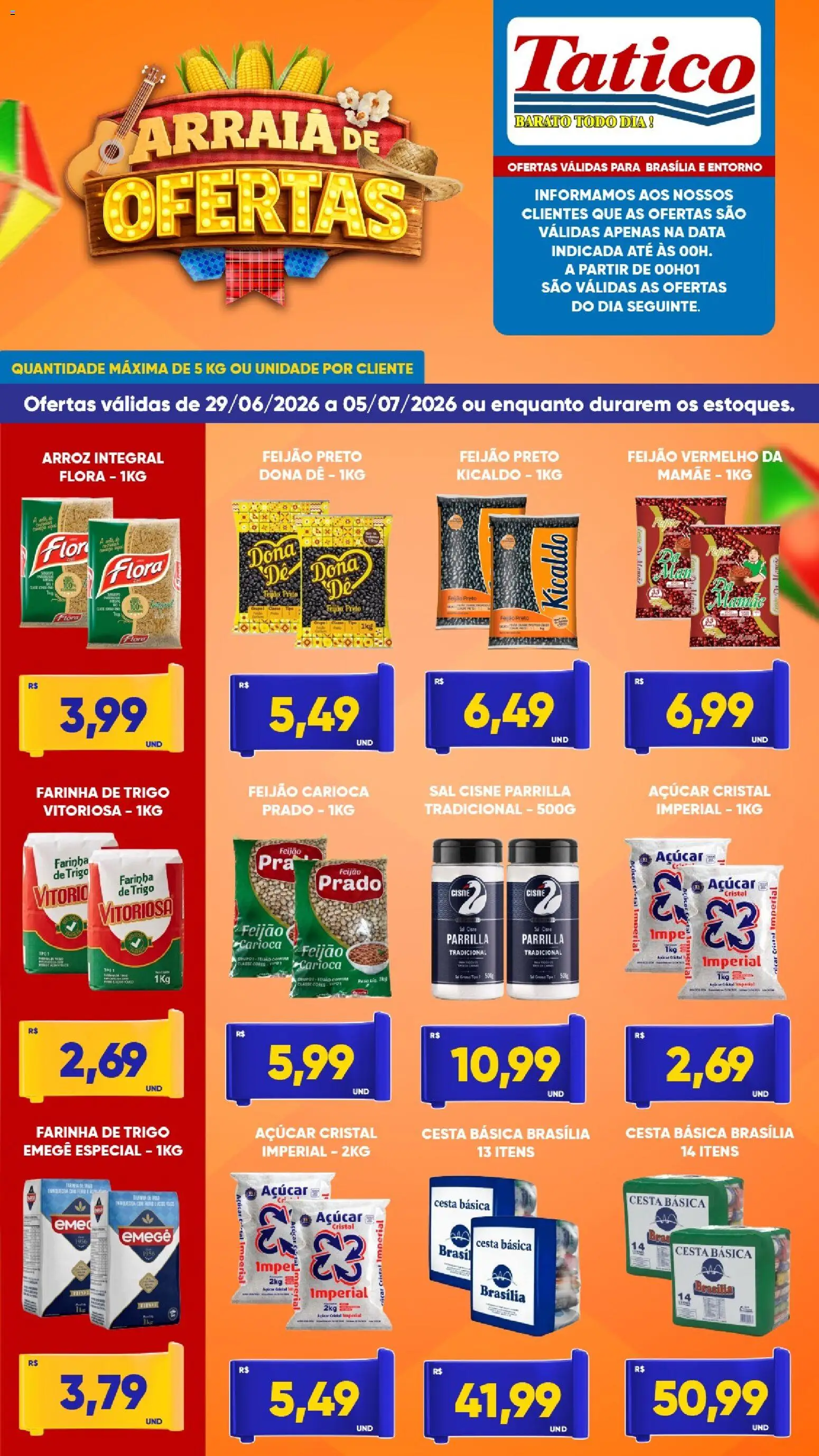 Tatico Folheto - válido de 29/06/2026 | Página: 4 | Produtos: Farinha de trigo, Arroz, Açúcar, Sal