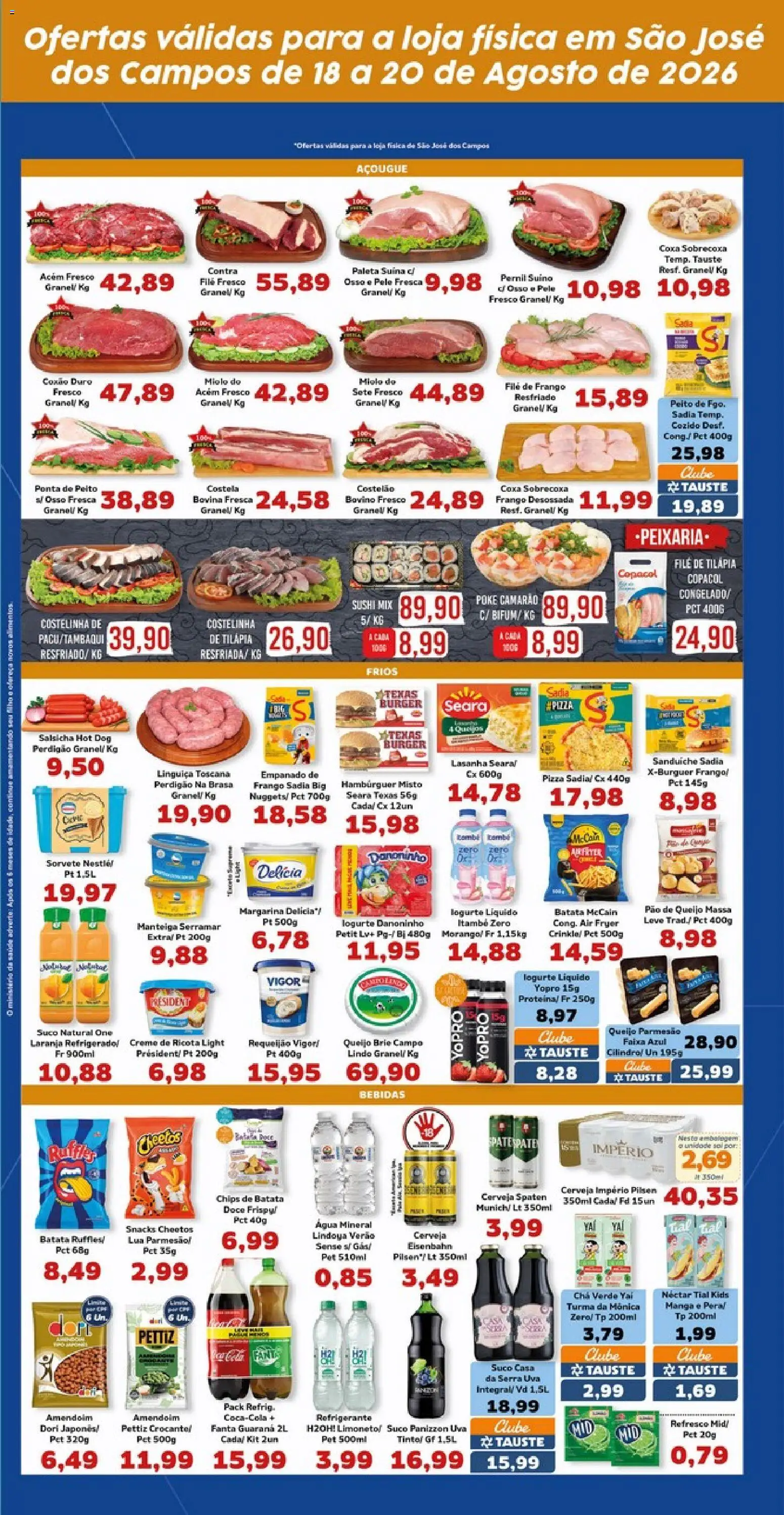 Tauste Folheto - válido de 18/08/2026 | Página: 4 | Produtos: Uva, Manga, Creme, Filé de tilápia
