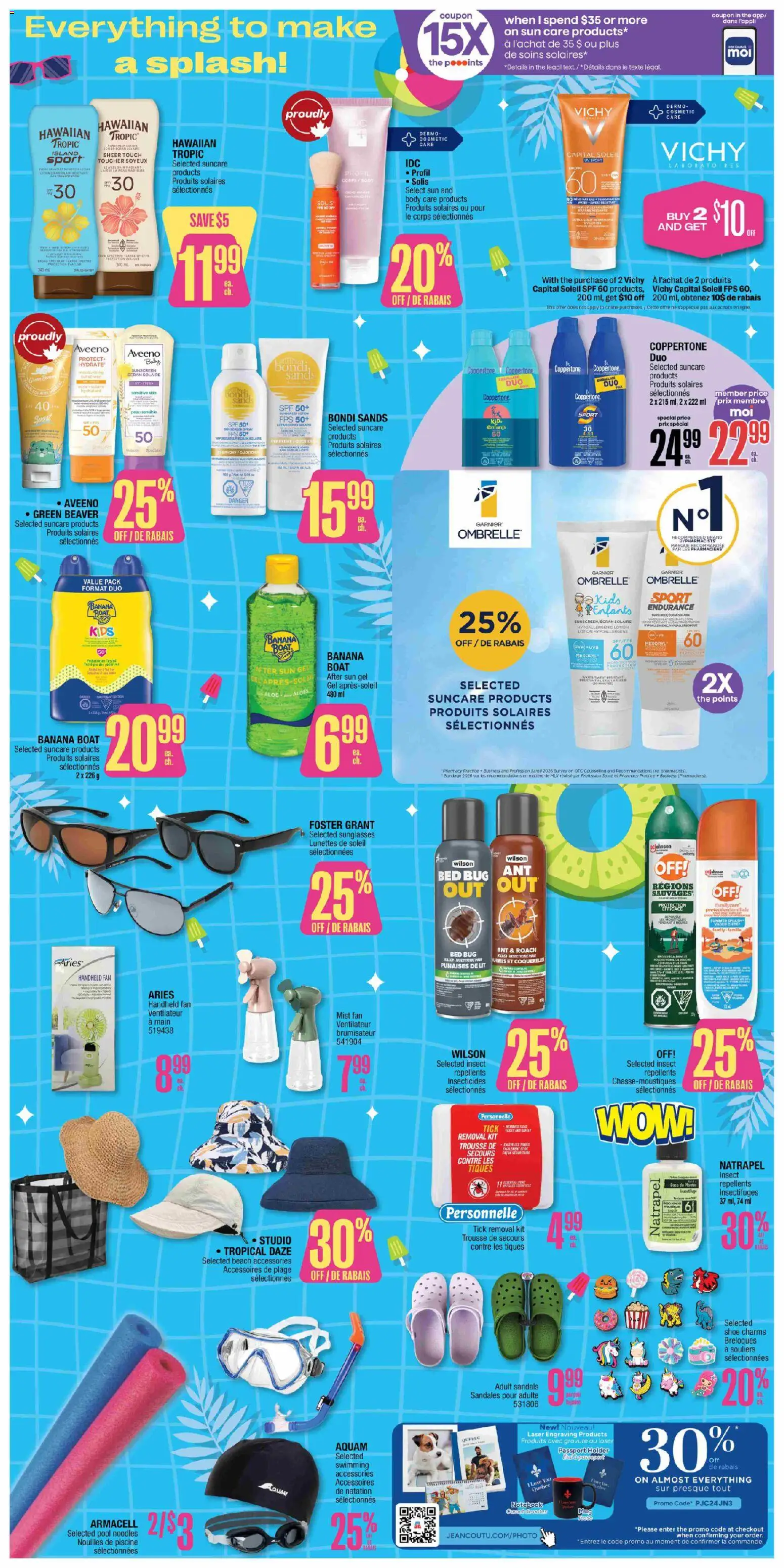 Jean Coutu flyer valid from 18.06.2026 | Page: 4 | Products: Noodles, Sandals, Fan, Bed