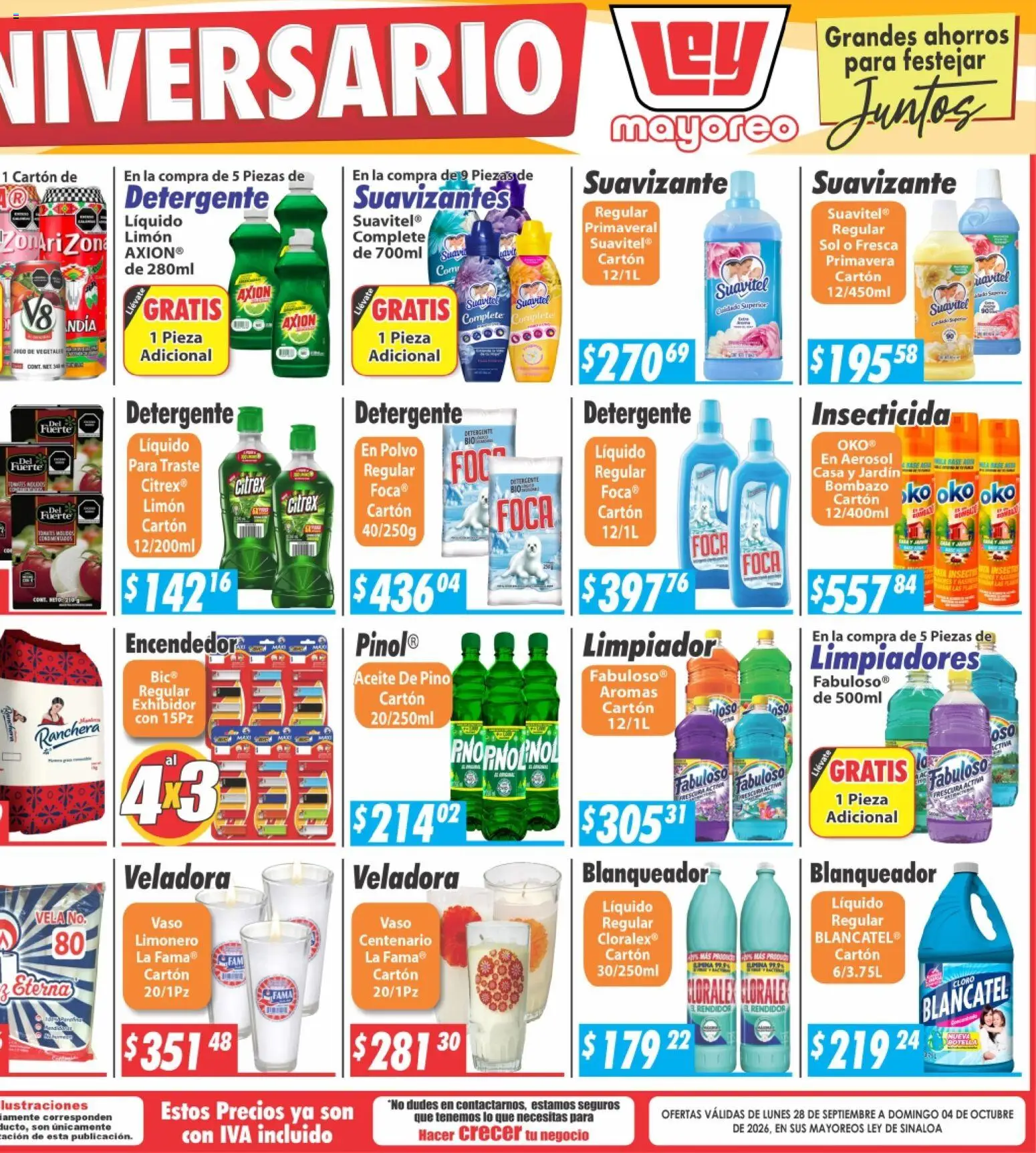 Nuevas ofertas de Casa Ley válidas en toda la República Mexicana desde el 28/09/2026. ¡Encuentra las mejores ofertas en Casa Ley folleto Sinaloa! | Página: 4 | Productos: Detergente, Suavizante, Cloro, Tomates