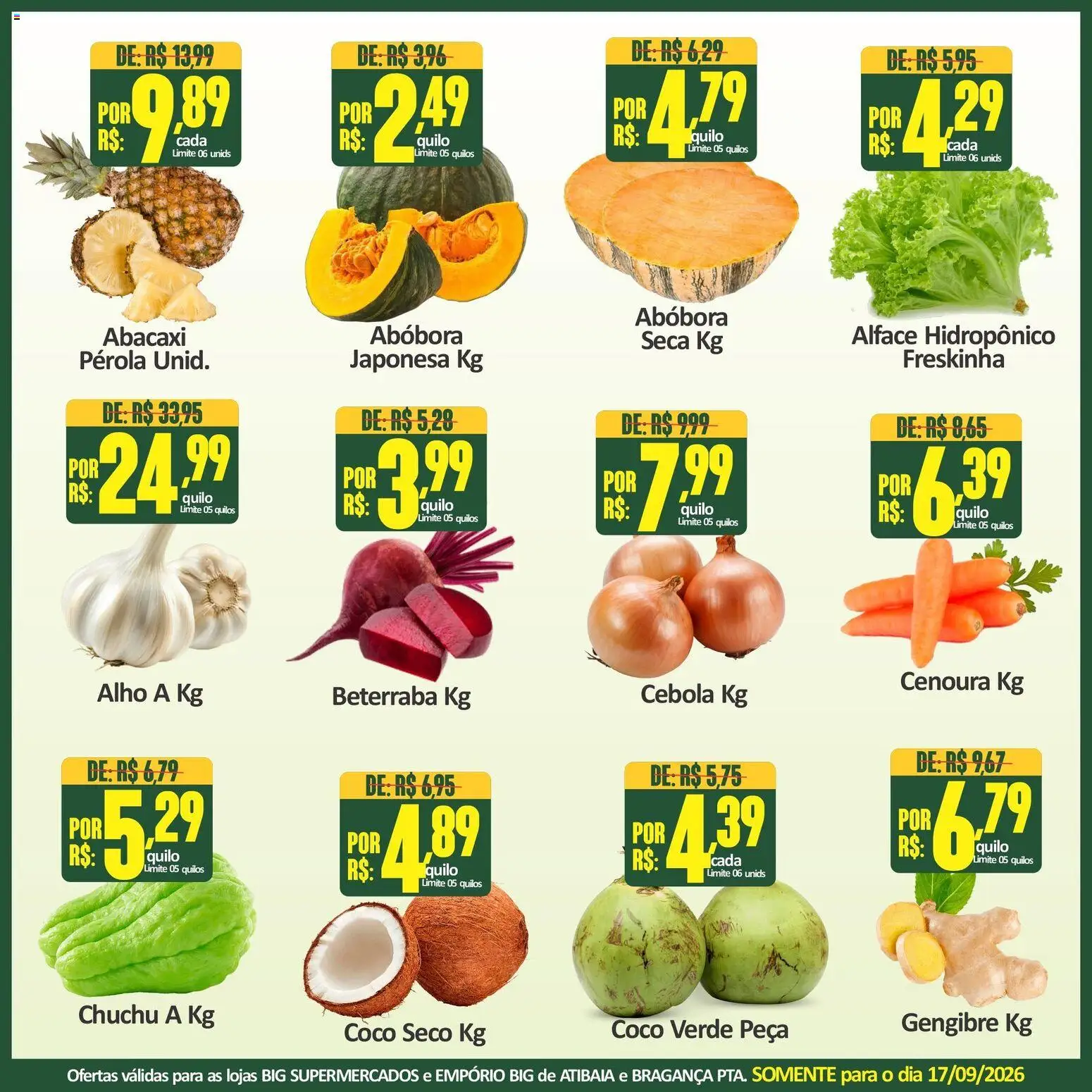 Big Supermercados Folheto - válido de 17/09/2026 | Página: 2 | Produtos: Coco, Alho, Gengibre, Abacaxi