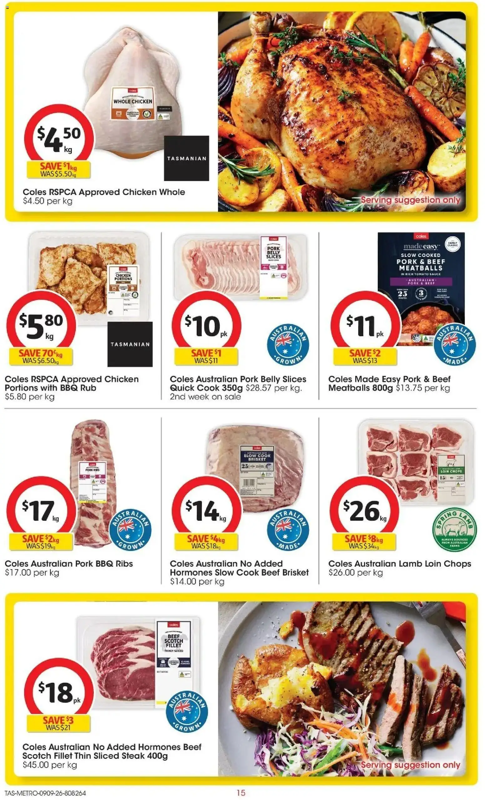 Coles catalogue - valid from 09/09/2026 | Page: 15 | Products: Pork, Steak, Sauce, Scotch