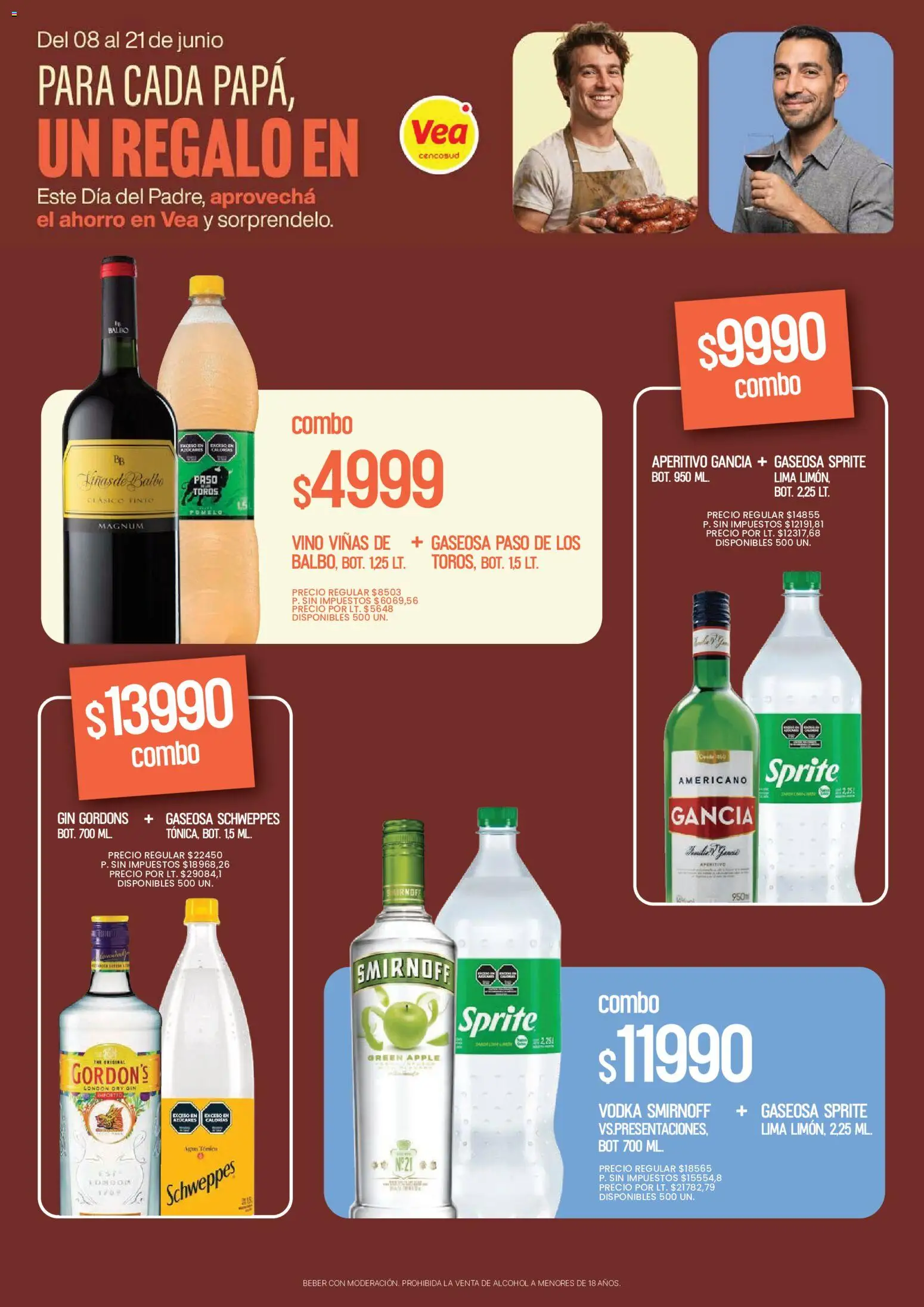Vea - Día del Padre │ válido desde el 08.06.2026 | Página: 15 | Productos: Gin, Lima, Pomelo, Vino