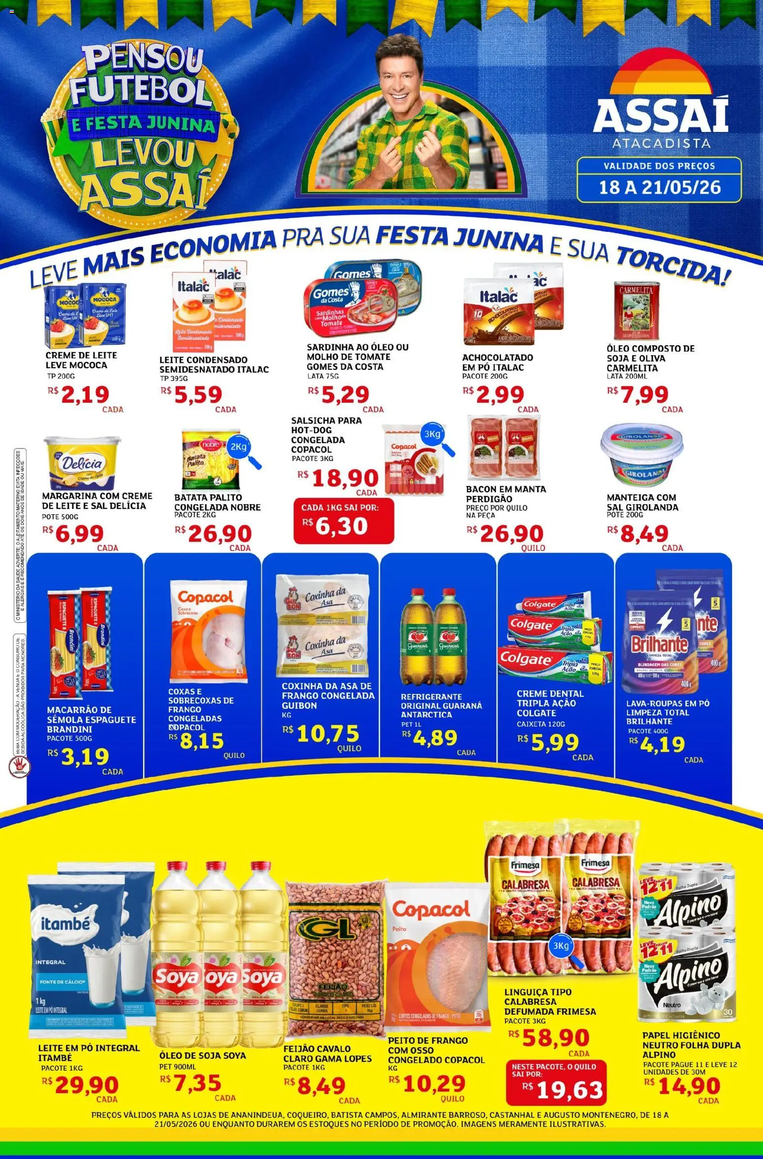 Assaí Atacadista Folheto - válido de 18.05.2026 | Página: 1 | Produtos: Macarrão, Creme, Sardinha, Peito de frango