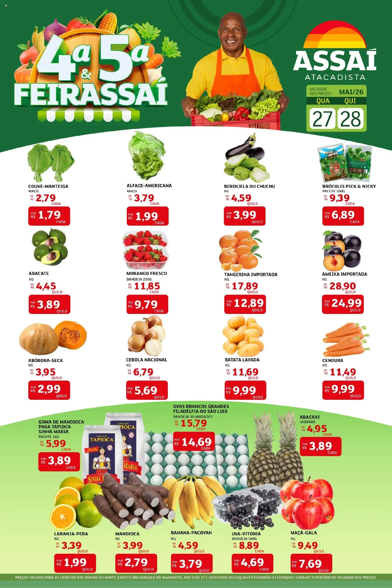 Assaí Atacadista Folheto - válido de 27.05.2026 | Página: 1 | Produtos: Tapioca, Cenoura, Bandeja, Batata