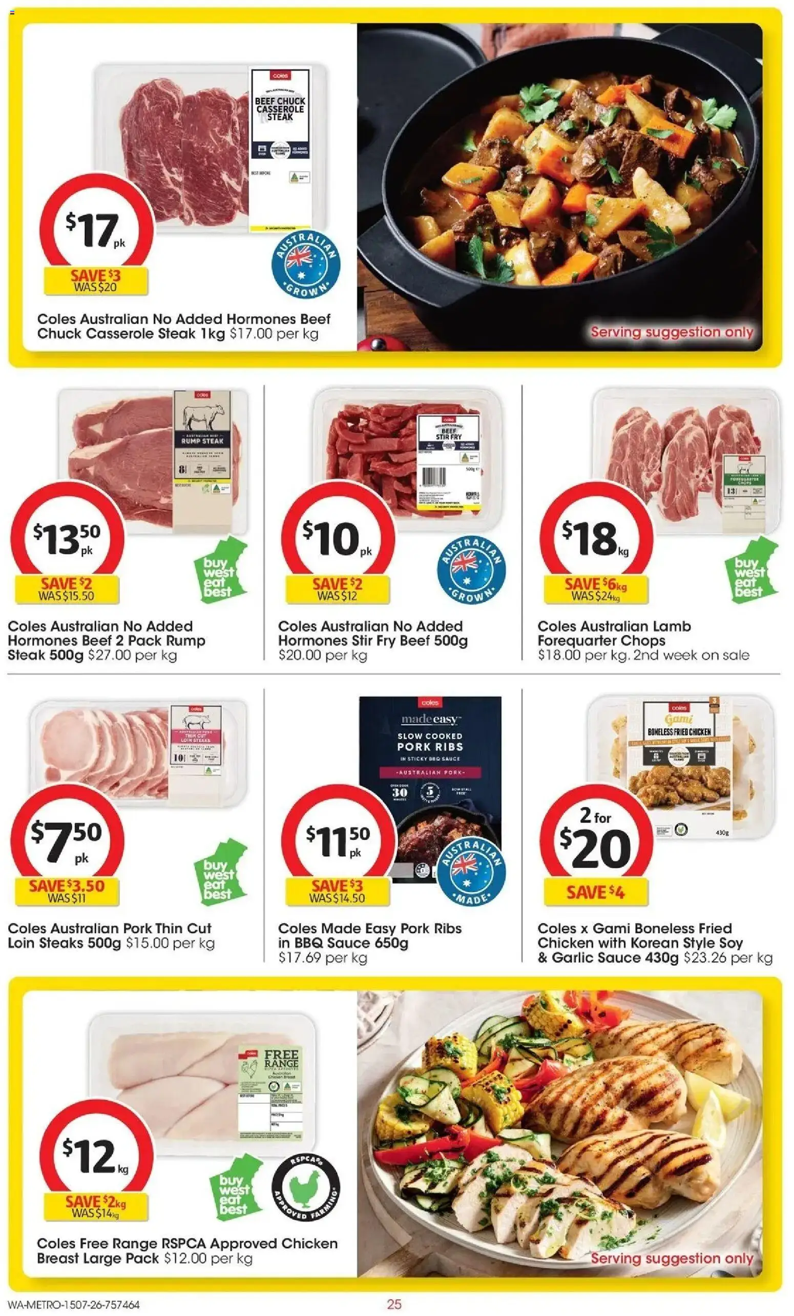 Coles catalogue - valid from 15/07/2026 | Page: 25 | Products: Pork ribs, BBQ Sauce, Pork, Beef