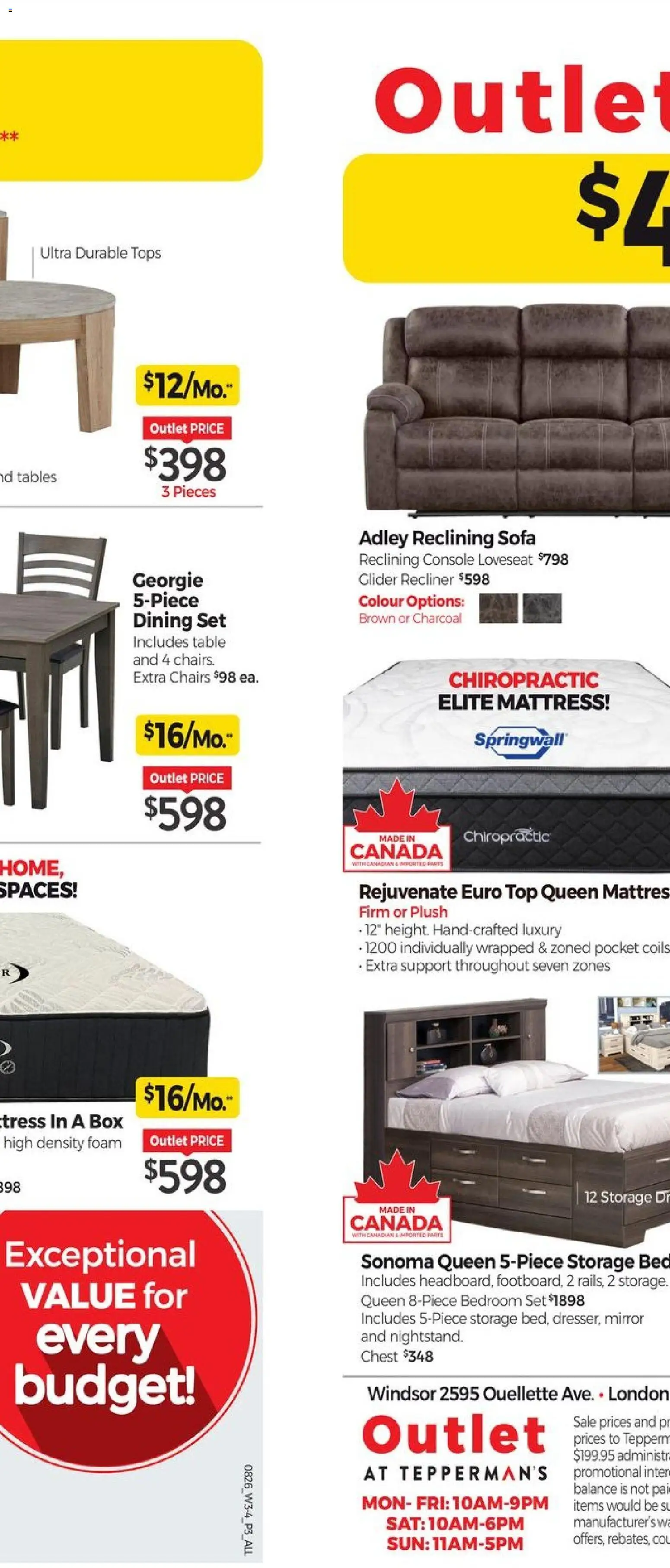 Tepperman's flyer valid from Aug 14, 2026 | Page: 11 | Products: Dining set, Box, Mirror, Chairs