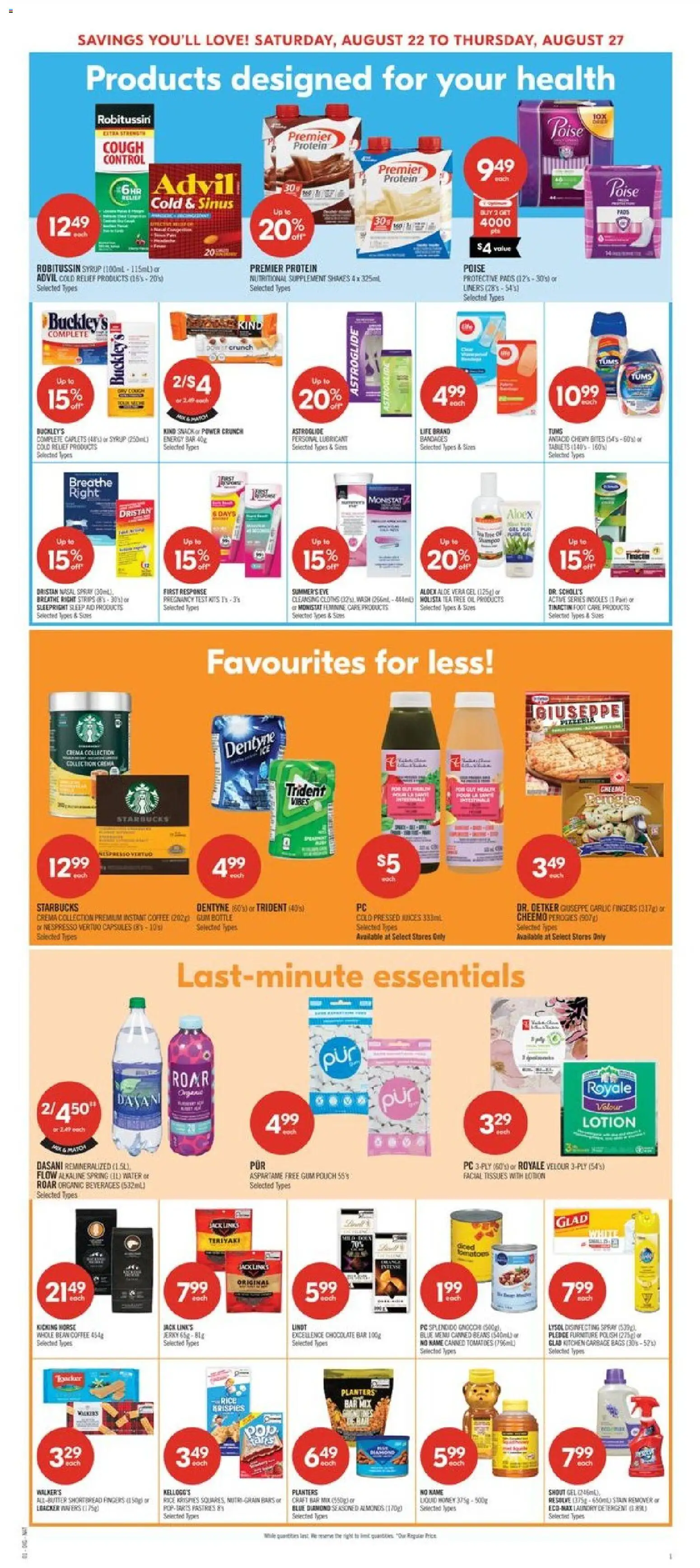 Shoppers flyer valid from Aug 22, 2026 | Page: 15 | Products: Lindt, Water, Almonds, Capsules
