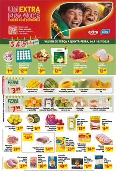 Extra ofertas de Mercado Terça e Quinta - Pré-Visualização do folheto da loja Extra, válido de 14/07/2026 | Página: 1