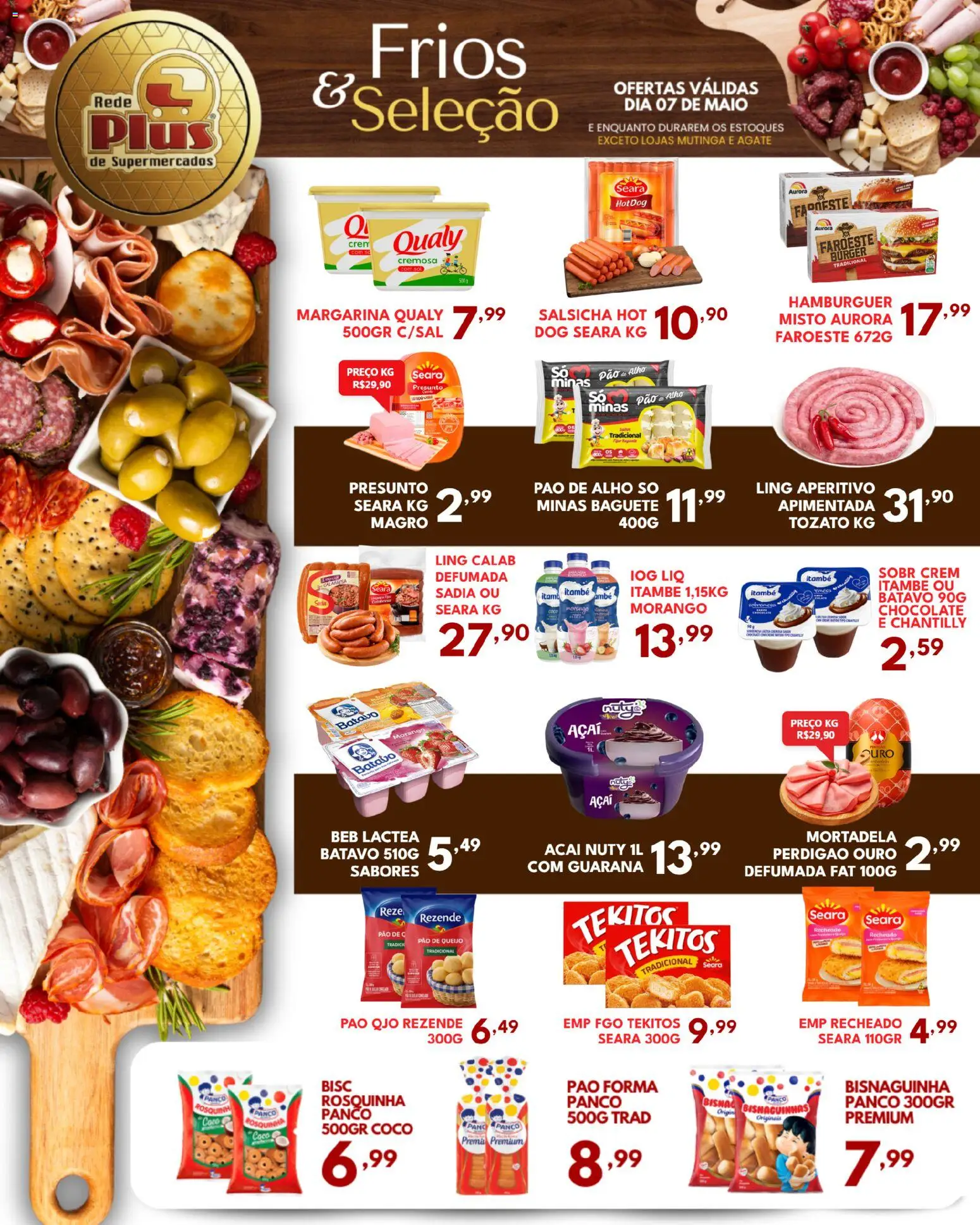 Rede Plus Supermercados Folheto - válido de 06.05.2026 | Página: 3 | Produtos: Pão, Hambúrguer, Margarina, Açaí