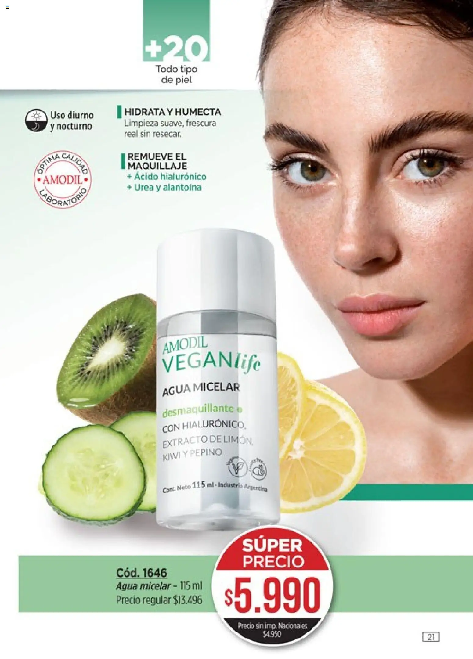 Catálogo Amodil Campaña 15 │ válido desde el 26/08/2026 | Página: 21 | Productos: Maquillaje, Desmaquillante, Agua, Kiwi