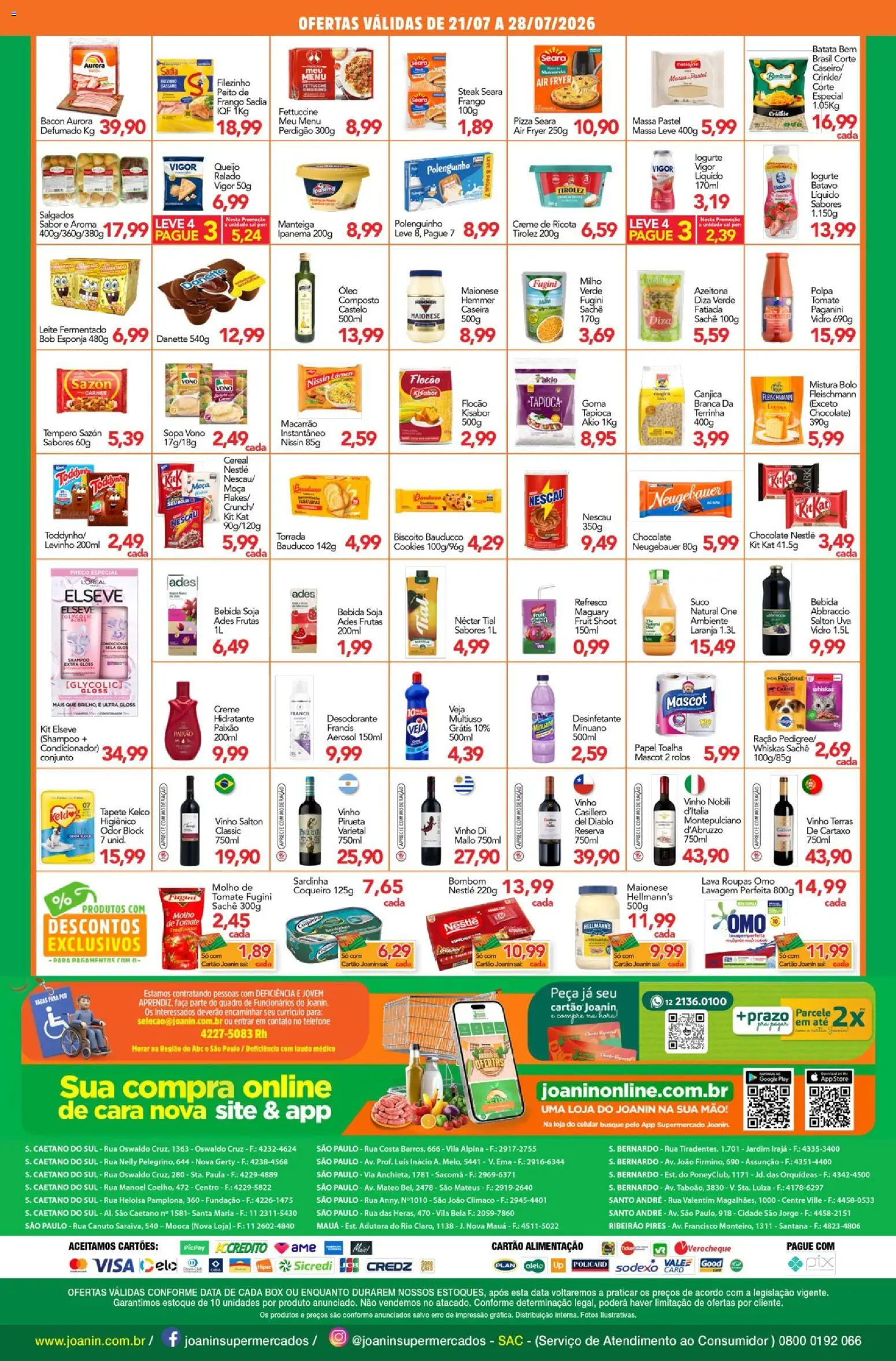 Supermercados Joanin Folheto - válido de 21/07/2026 | Página: 2 | Produtos: Nescau, Suco, Creme, Soja