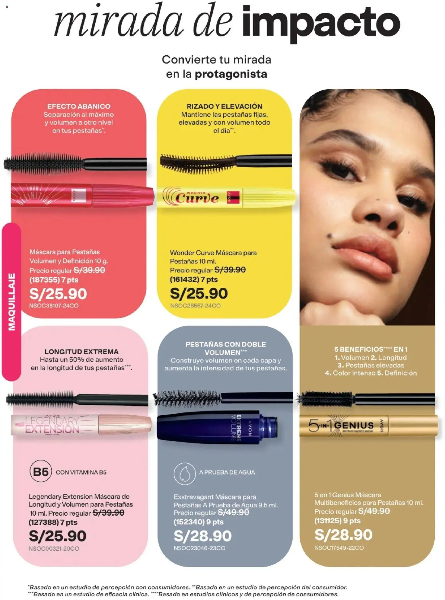 Catálogo Avon válido desde 15/09/2026 | Página: 23 | Productos: Máscara, Agua, Maquillaje