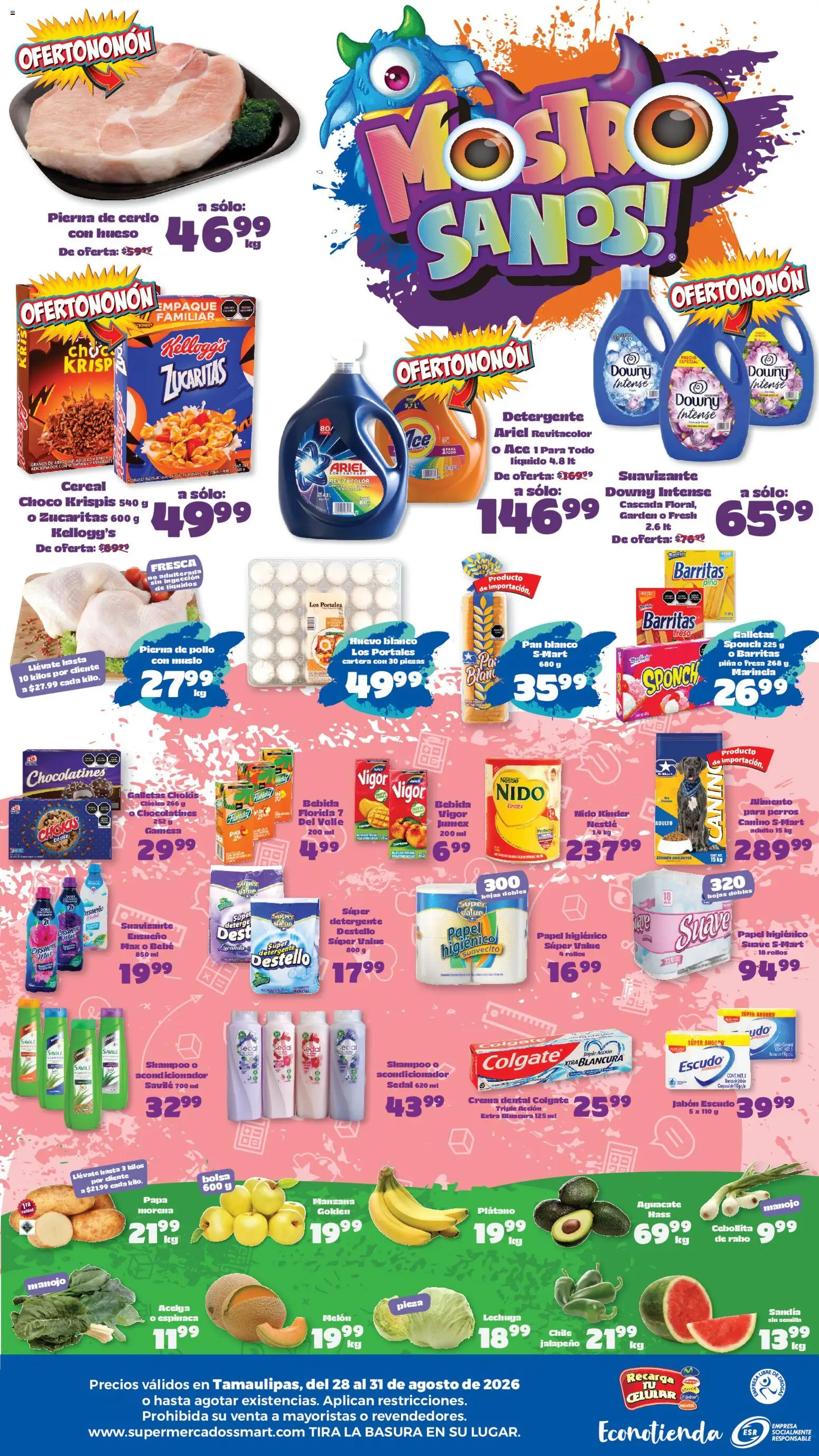 Nuevas ofertas de S-Mart válidas en toda la República Mexicana desde el 28/08/2026. ¡Encuentra las mejores ofertas en S-Mart folleto Nuevo Laredo! | Página: 2 | Productos: Pollo, Detergente, Sandía, Papel higiénico