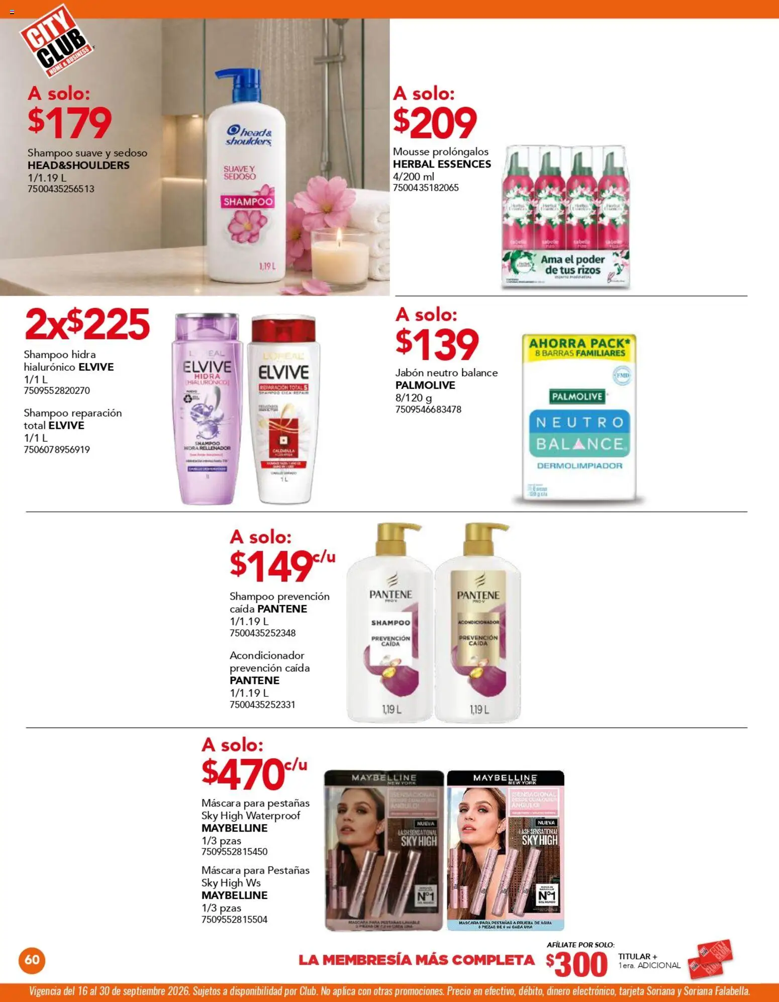Nuevas ofertas de City Club válidas en toda la República Mexicana desde el 01/09/2026. ¡Encuentra las mejores ofertas en City Club catálogo! | Página: 60 | Productos: Máscara, Mousse, Acondicionador, Jabón