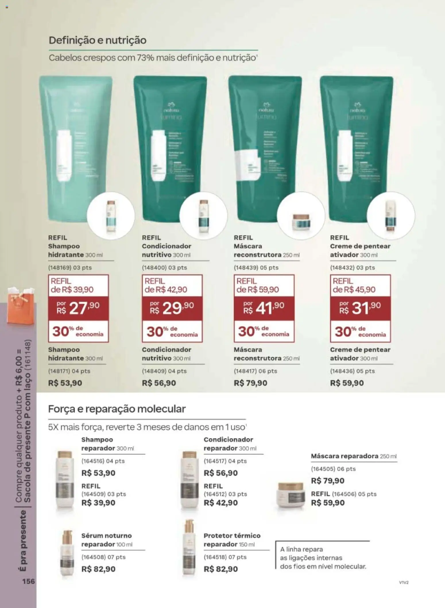 Natura Folheto - válido de 22/06/2026 | Página: 156 | Produtos: Shampoo, Condicionador, Sérum, Creme