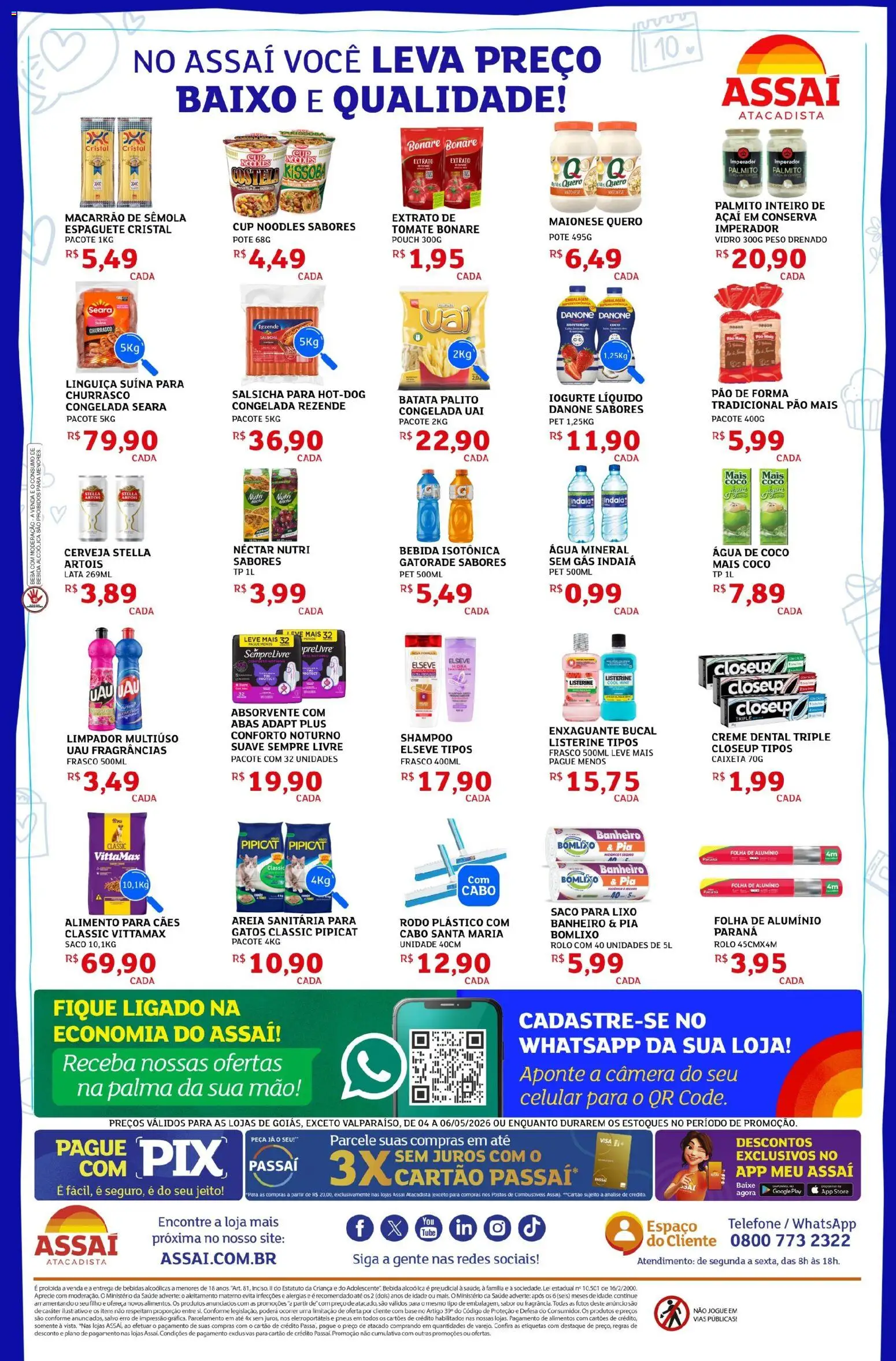 Assaí Atacadista Folheto - válido de 04.05.2026 | Página: 2 | Produtos: Espaguete, Gatorade, Pão de forma, Creme
