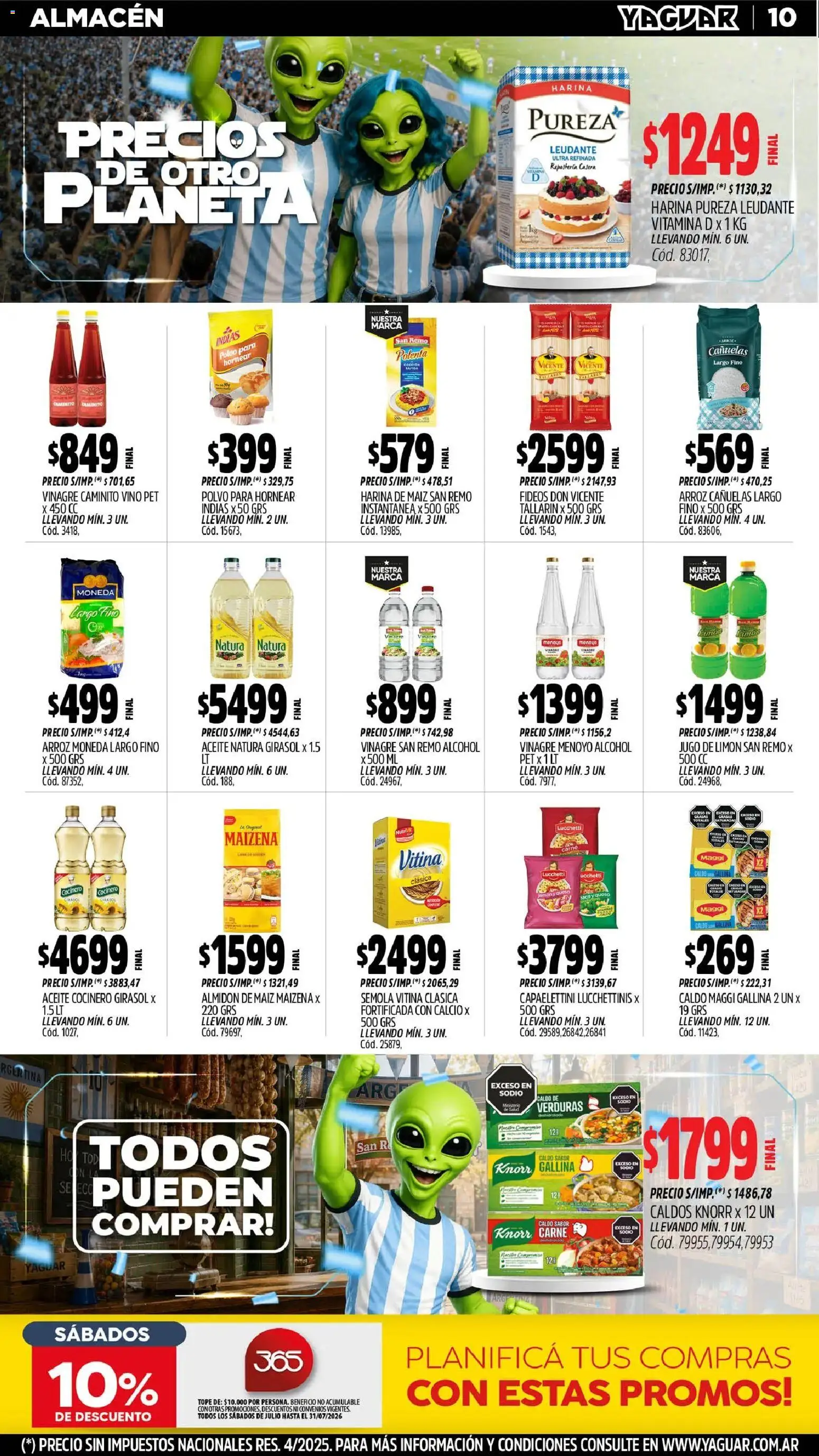 Yaguar - Oferta Semanal Mendoza │ válido desde el 29/06/2026 | Página: 10 | Productos: Aceite, Maiz, Jugo, Arroz