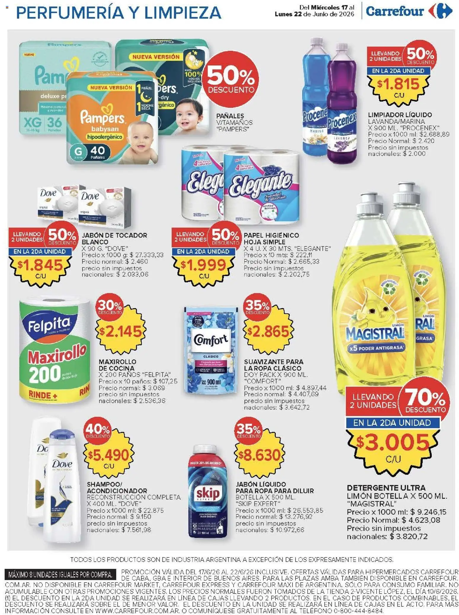 Carrefour ofertas │ válido desde el 17.06.2026 | Página: 17 | Productos: Botella, Sobre, Shampoo, Acondicionador