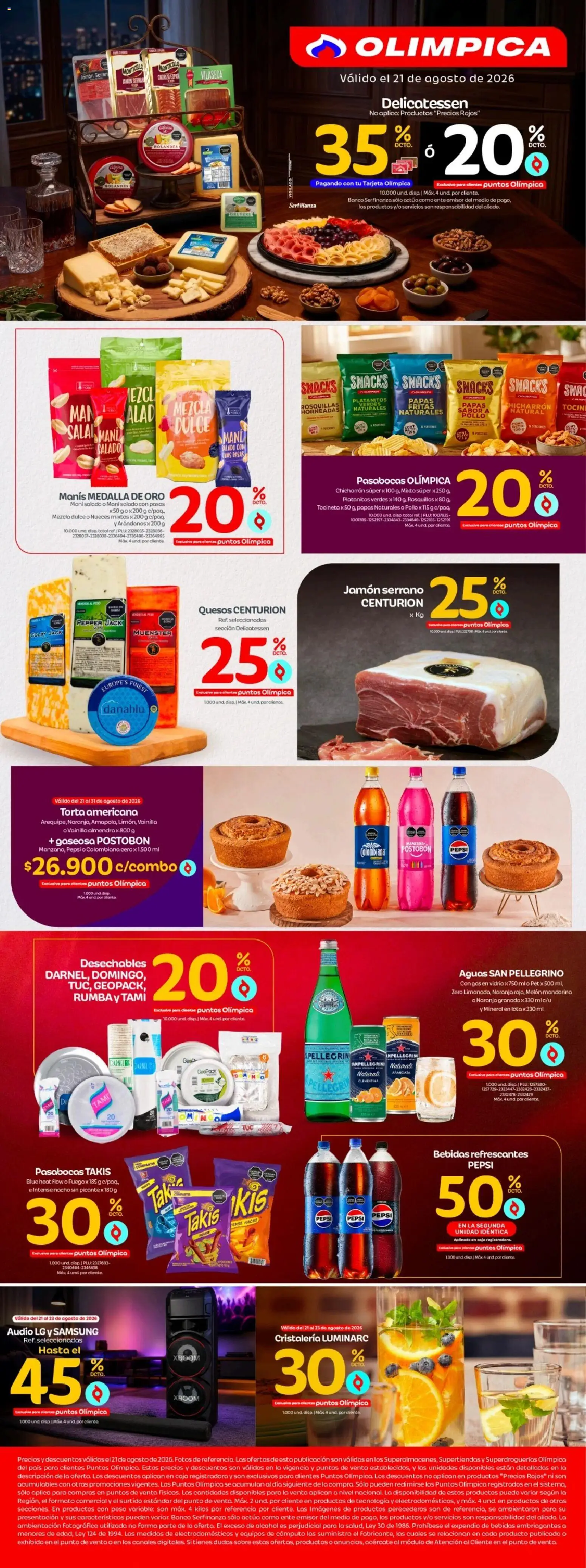Olímpica revista - valida desde el 21/08/2026 | Página: 2 | Productos: Pepsi, Vainilla, Papas, Jamón
