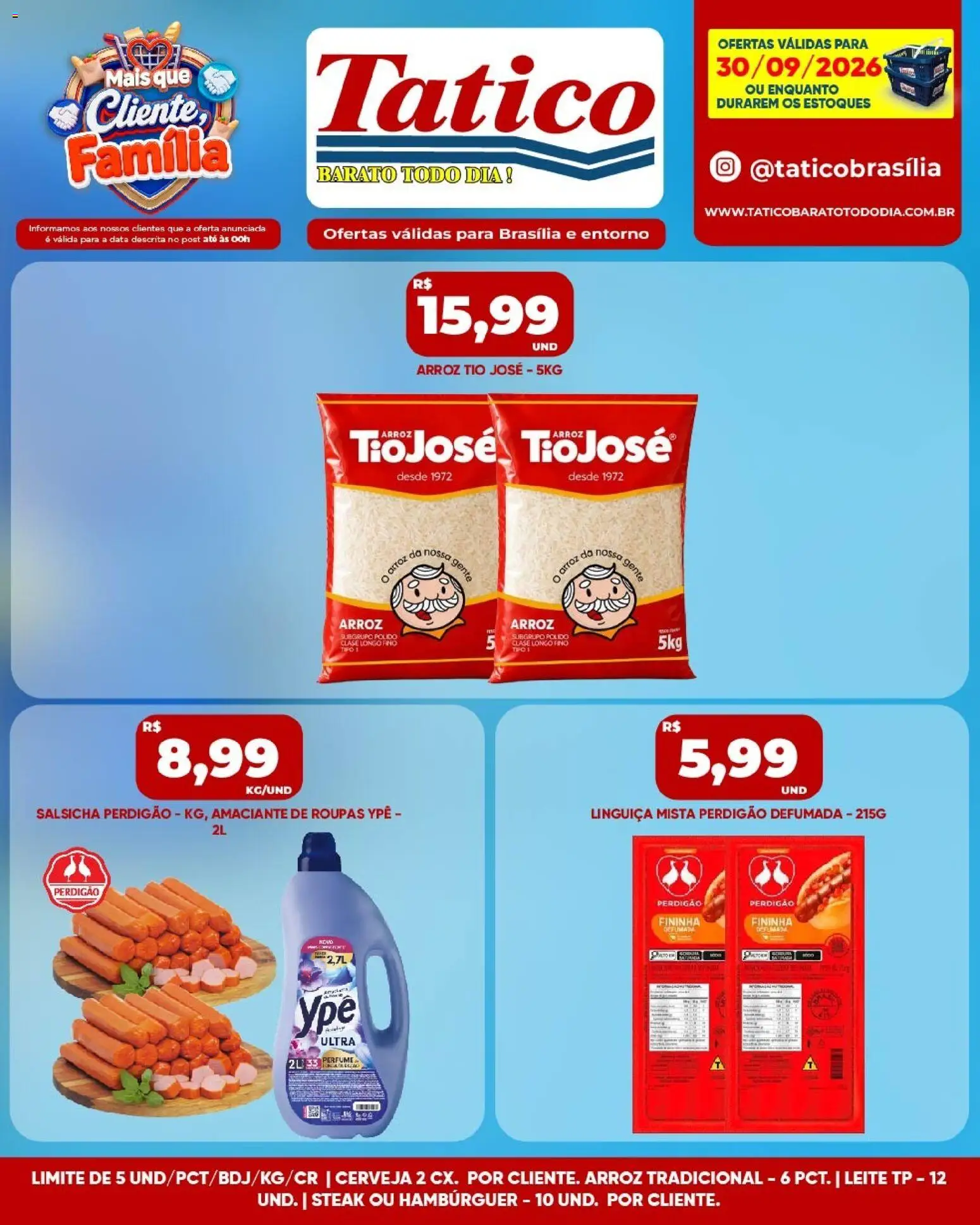 Tatico Folheto - válido de 30/09/2026 | Página: 8 | Produtos: Amaciante de roupas, Salsicha, Roupas, Hambúrguer
