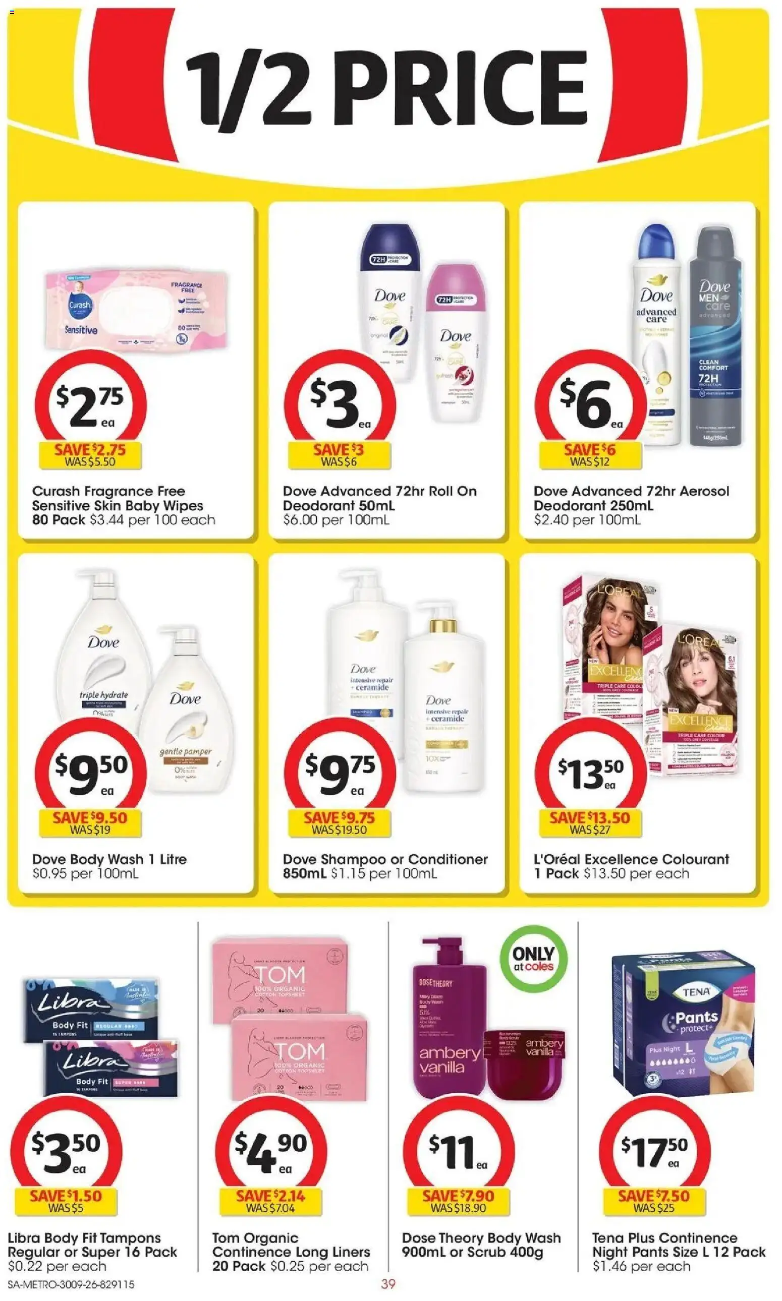 Coles catalogue - valid from 30/09/2026 | Page: 39 | Products: Pants, Hair dye, Vanilla, Tampons