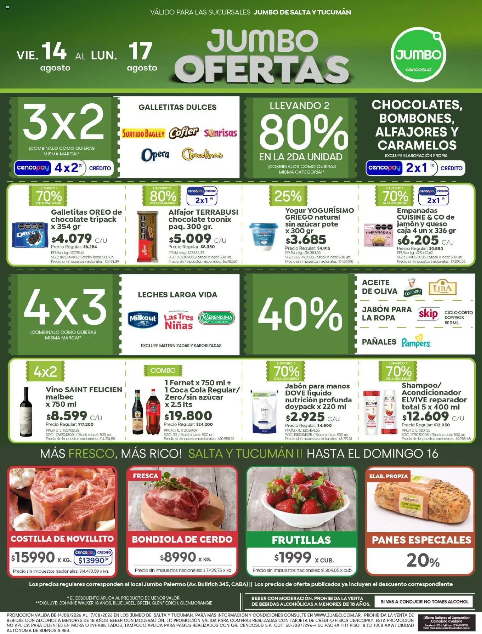 Jumbo - Ofertas | Salta & Tucumán │ válido desde el 13/08/2026 | Página: 1 | Productos: Azucar, Aceite, Fernet, Jabón