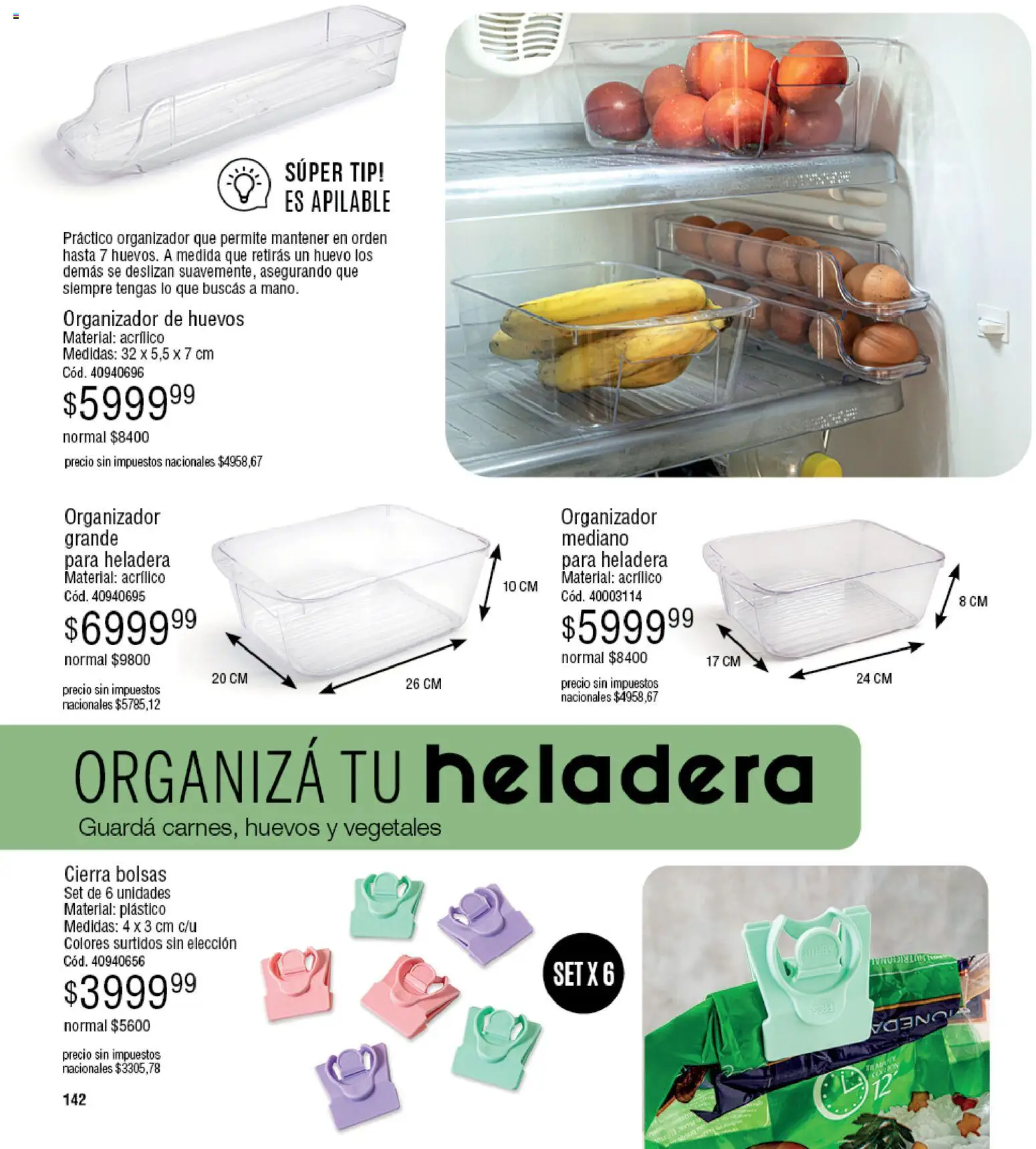Millanel - Catálogo │ válido desde el 30/03/2026 | Página: 142 | Productos: Organizador, Huevo, Heladera, Huevos