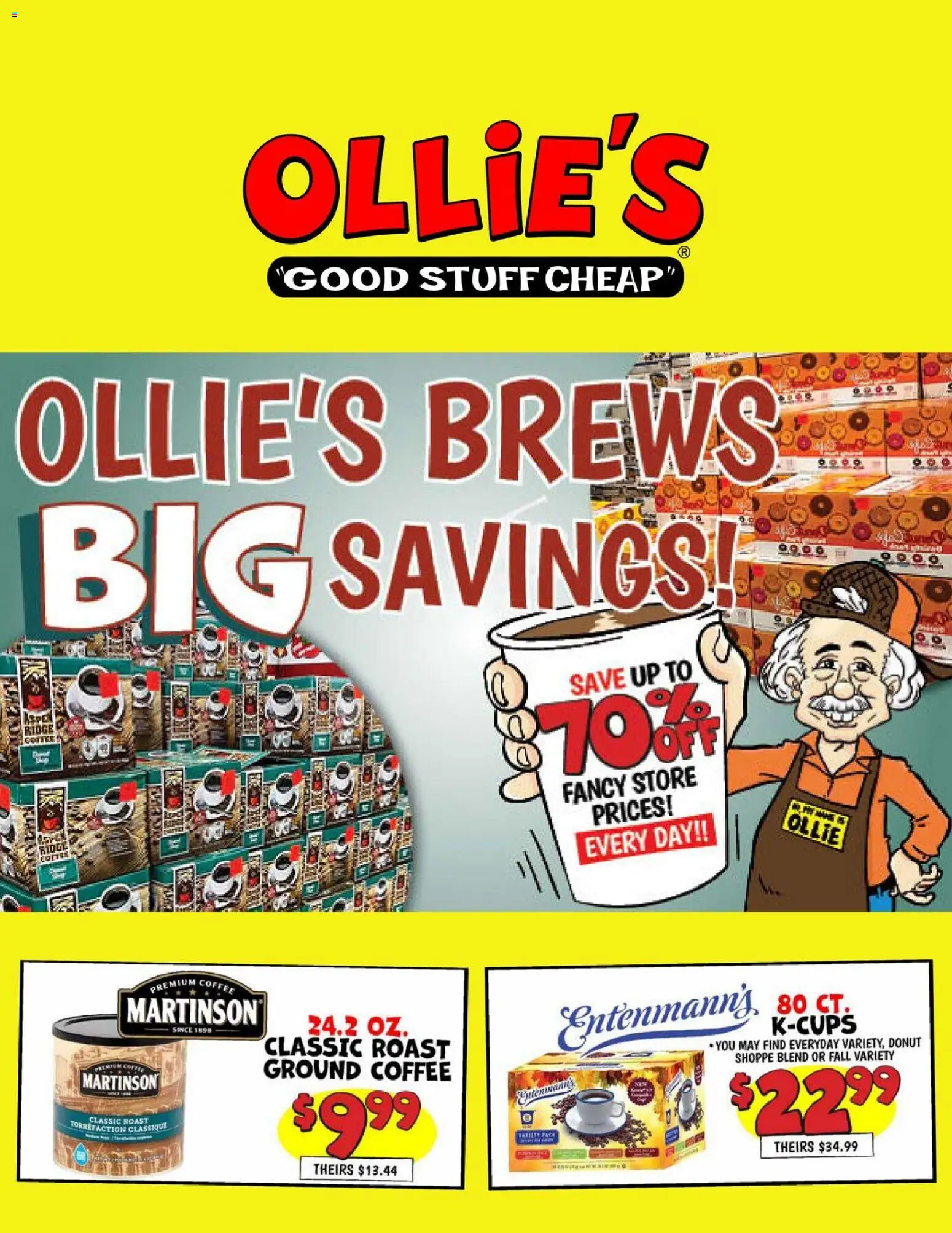 Ollie's Weekly Ad - valid from 09/29/2026 | Page: 1 | Products: Coffee, Ground coffee, Donut