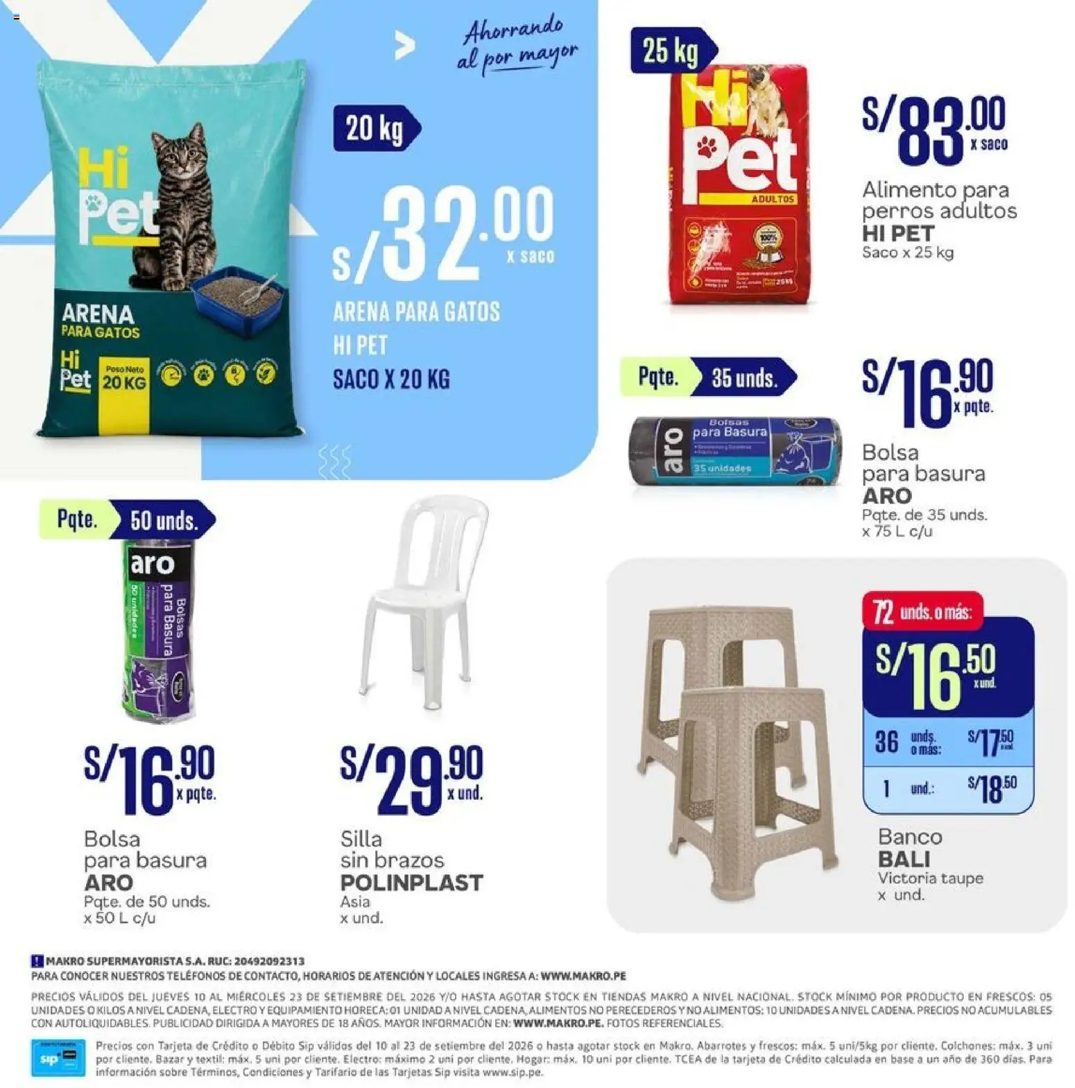 Catálogo Makro válido desde 10/09/2026 | Página: 10 | Productos: Silla, Saco, Bolsa