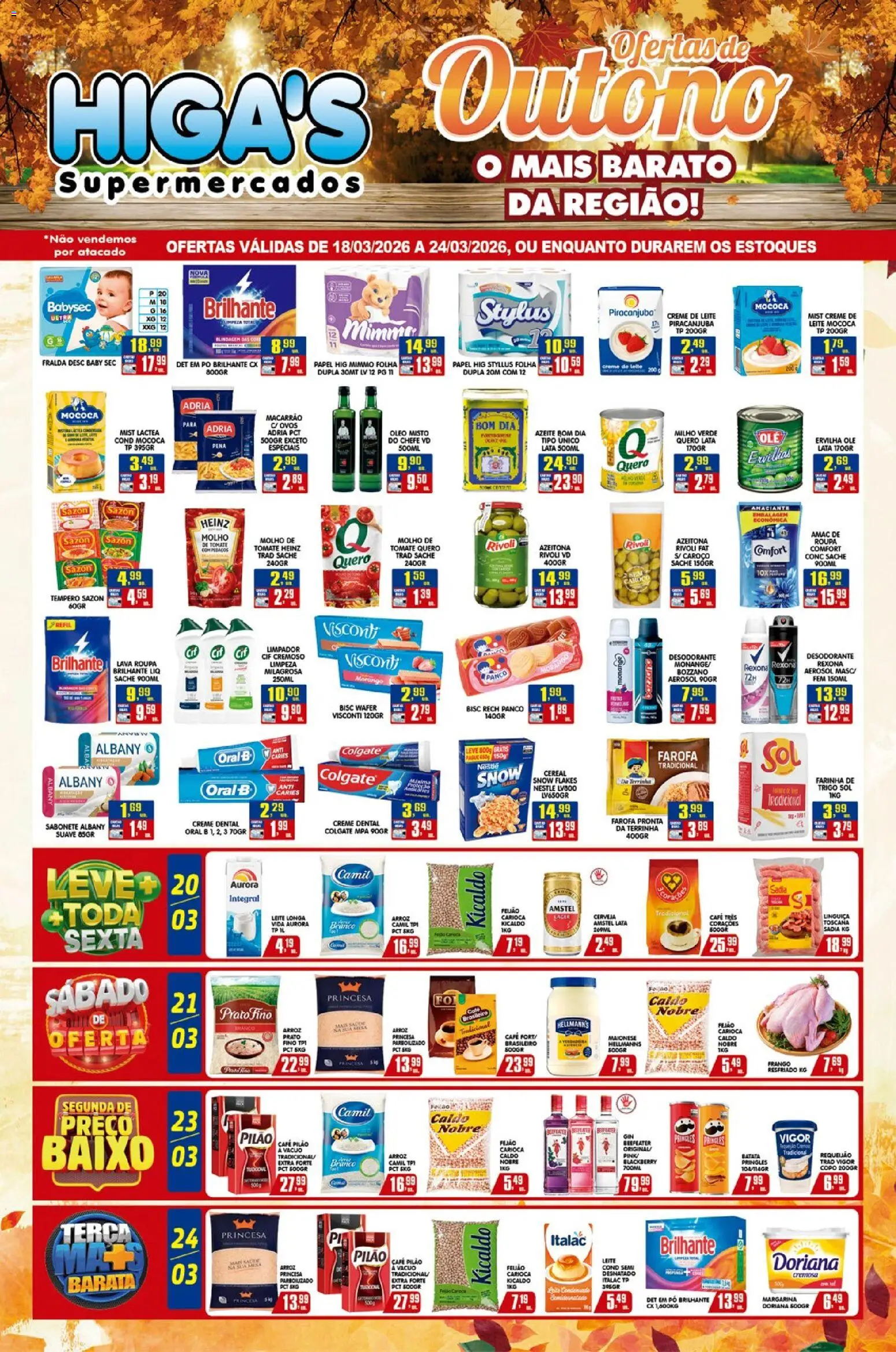 Higa's Supermercado Folheto - válido de 18.03.2026 | Página: 1 | Produtos: Ervilha, Desodorante, Arroz, Rexona