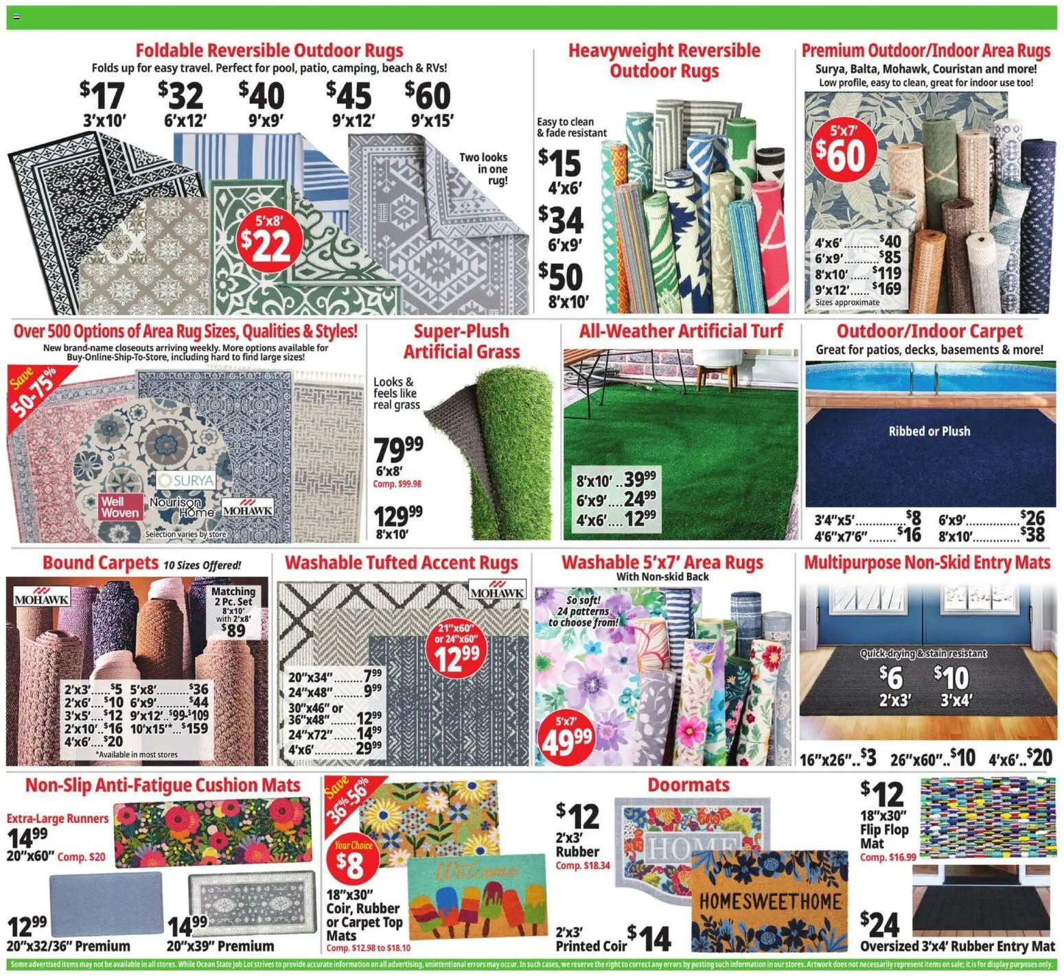Ocean State Job Lot Weekly Ad - valid from 07/09/2026 | Page: 10 | Products: Carpet, Cushion