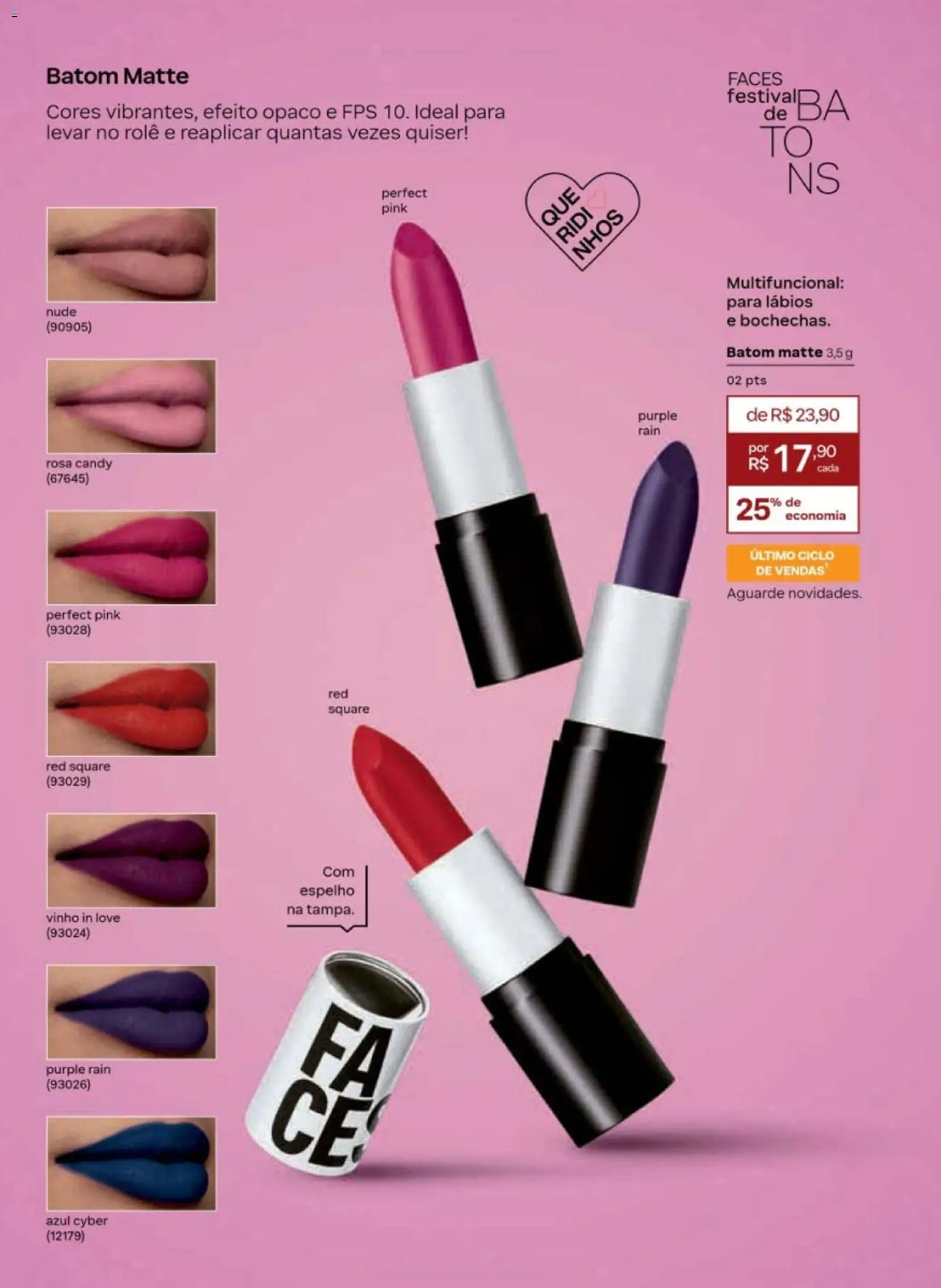 Natura Folheto - válido de 19/07/2026 | Página: 61 | Produtos: Batom, Multifuncional, Espelho, Vinho