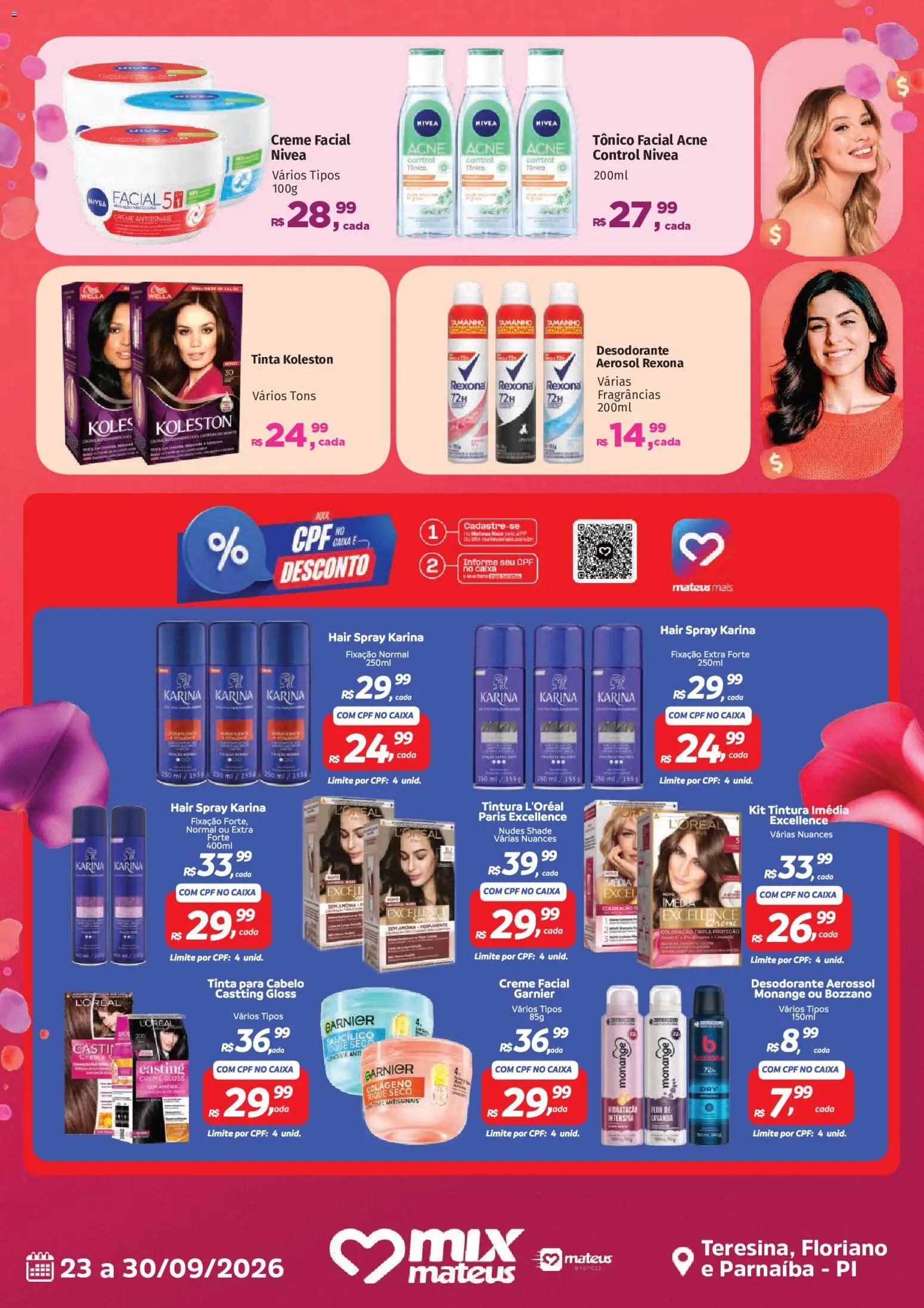 Mateus Folheto - válido de 23/09/2026 | Página: 3 | Produtos: Desodorante, Caixa, Creme, Rexona