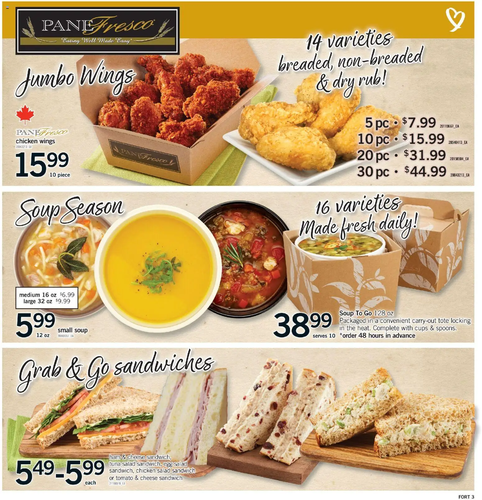 Fortinos flyer valid from Sep 17, 2026 | Page: 4 | Products: Salad, Chicken wings, Cheese, Ham