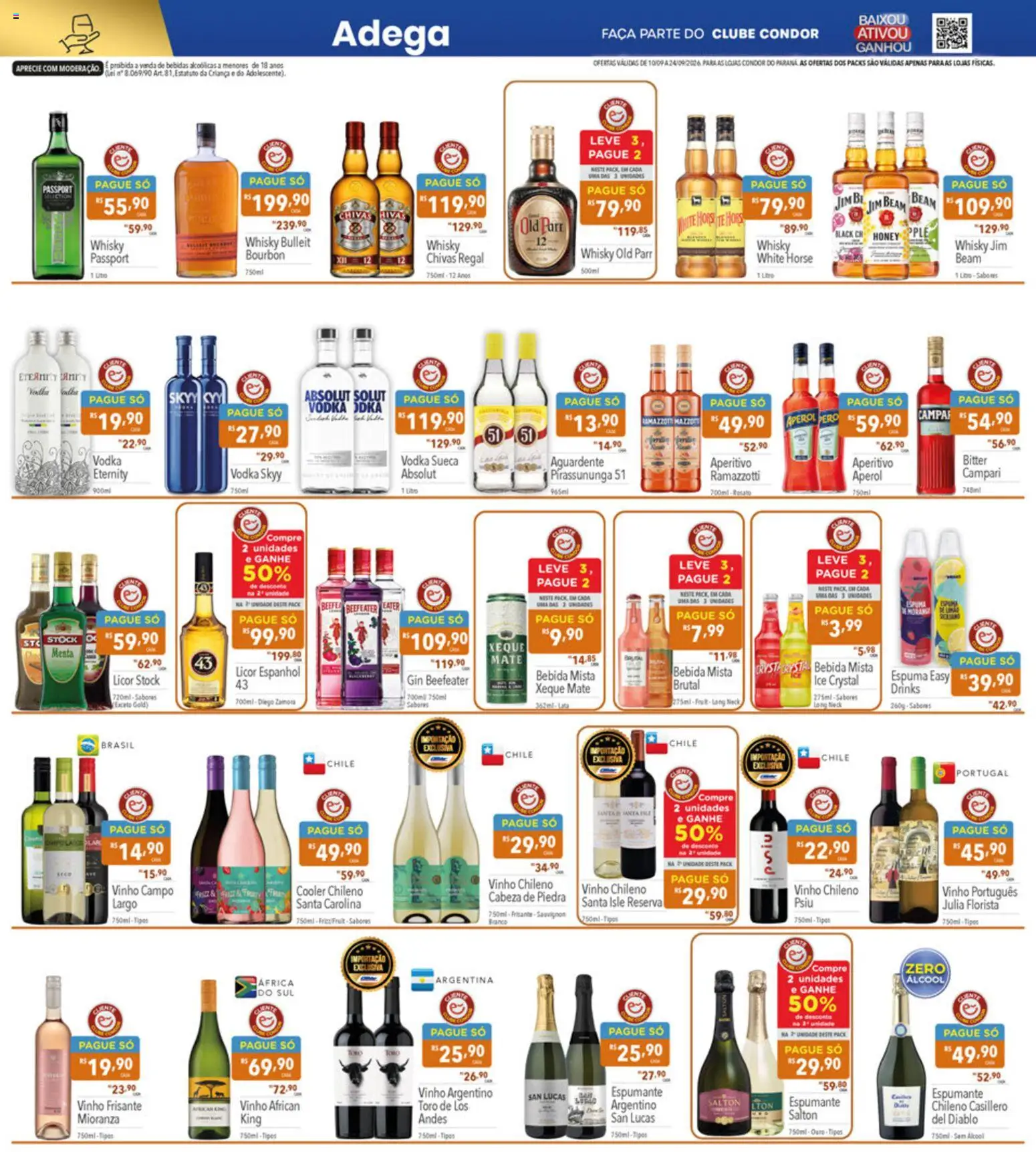 Supermercados Condor Folheto - válido de 10/09/2026 | Página: 18 | Produtos: Álcool, Espumante, Licor, Vinho frisante