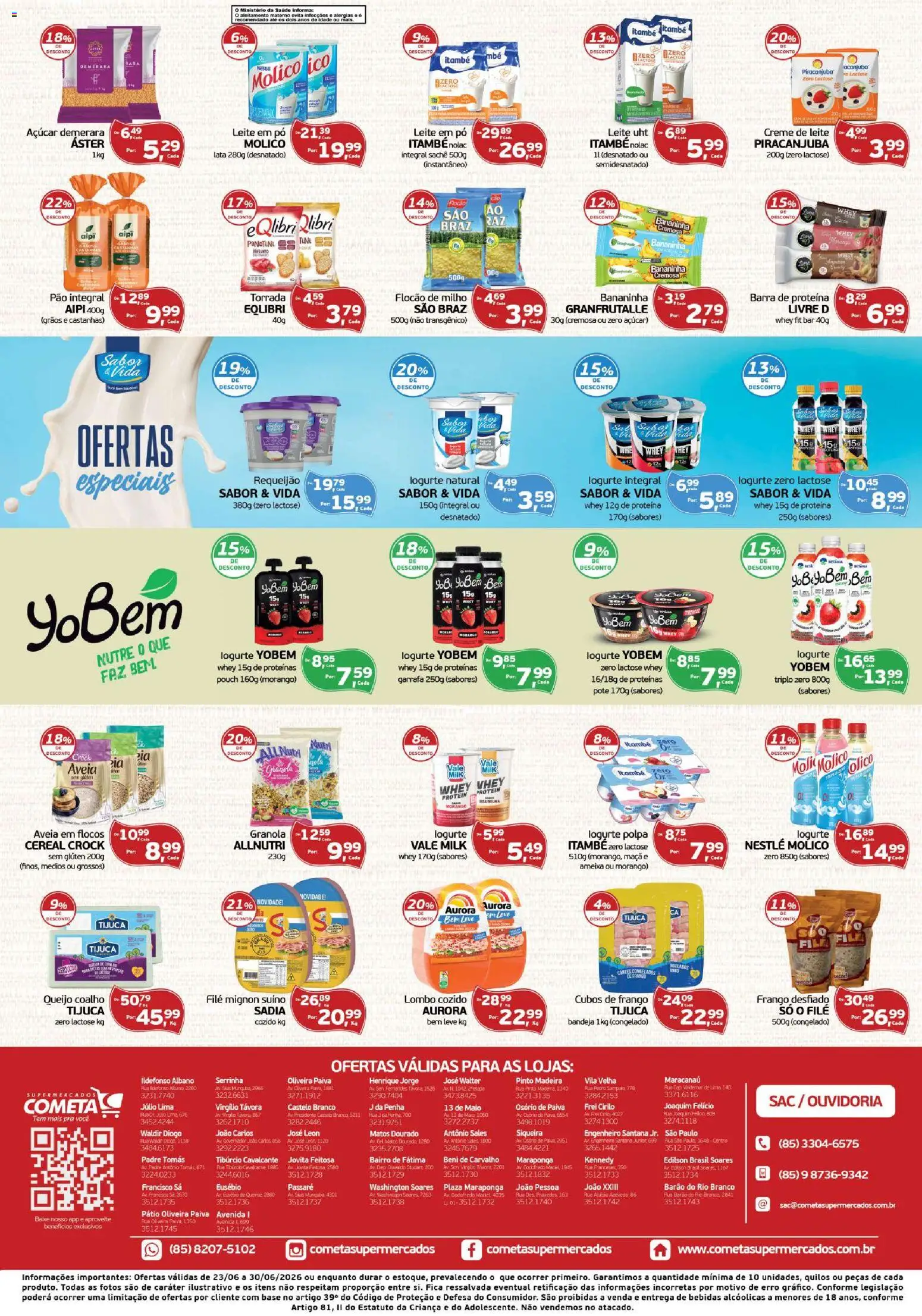 Cometa Supermercados Folheto - válido de 23/06/2026 | Página: 2 | Produtos: Pó, Leite, Queijo coalho, Bandeja