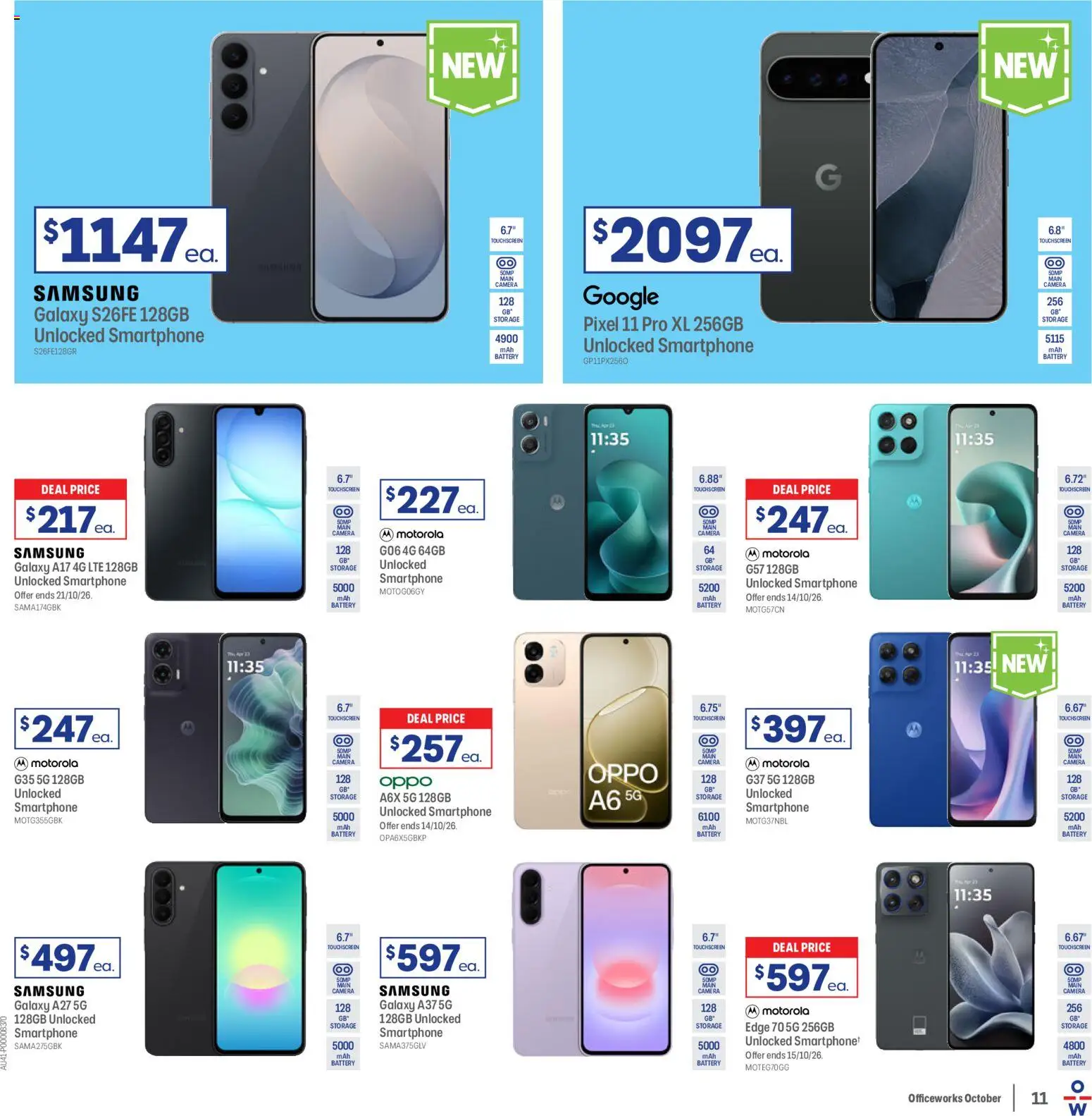 Officeworks catalogue - valid from 01/10/2026 | Page: 11 | Products: Battery, Smartphone, Camera