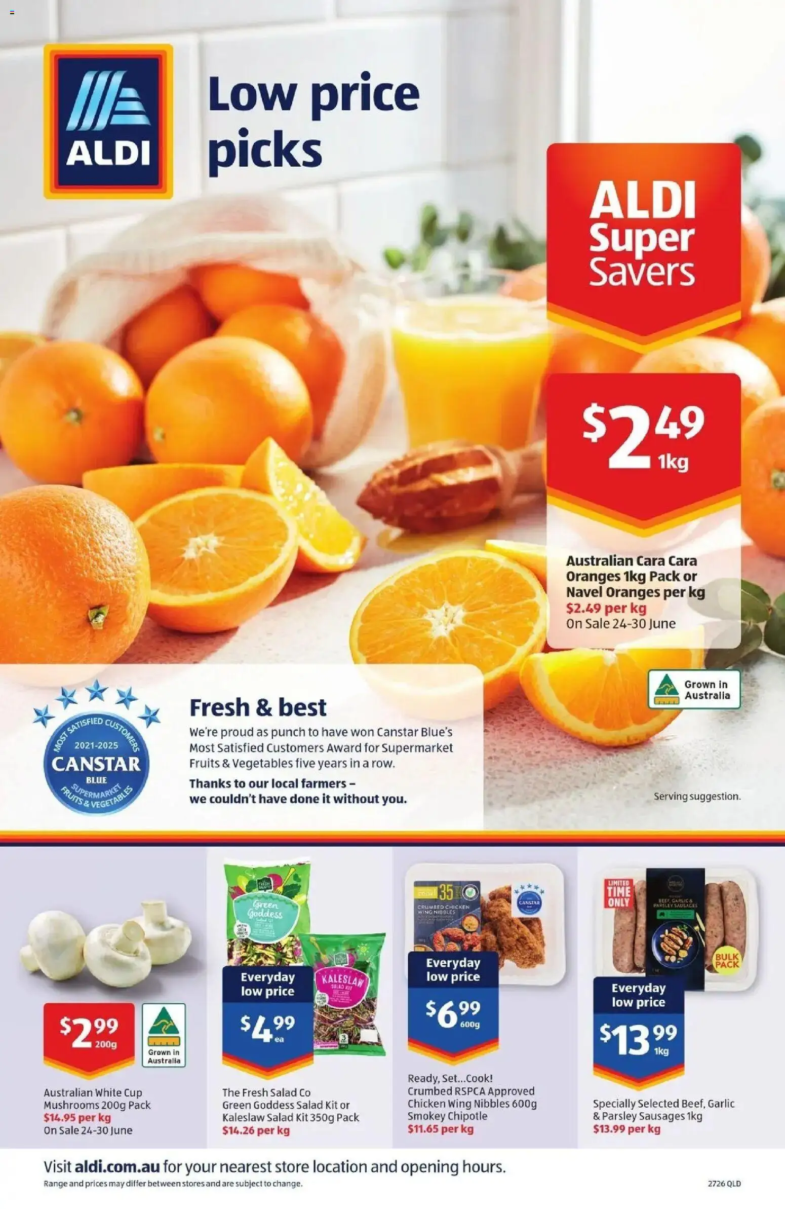 Aldi catalogue - valid from 01/07/2026 | Page: 20 | Products: Oranges, Mushrooms, Salad, Fruits