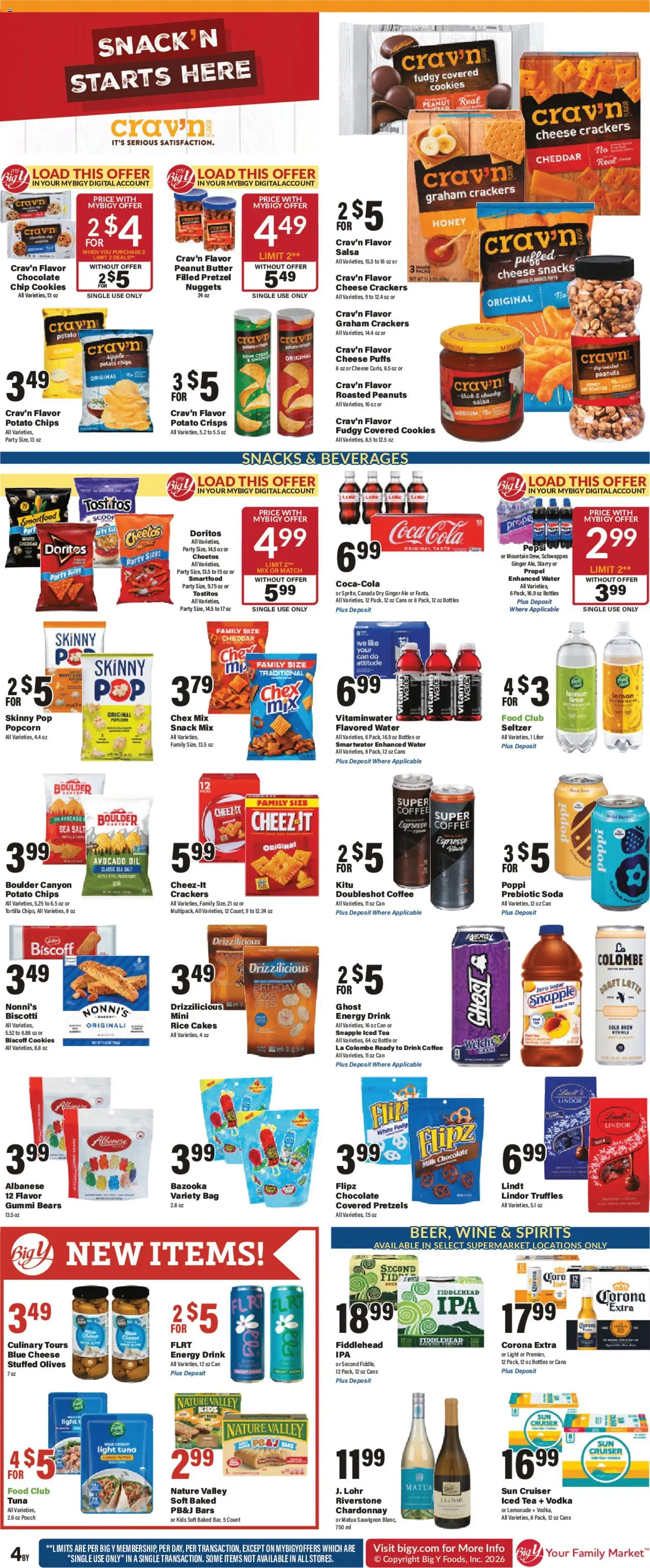 Big Y Weekly Ad - valid from 07/16/2026 | Page: 6 | Products: Butter, Chips, Avocado, Water