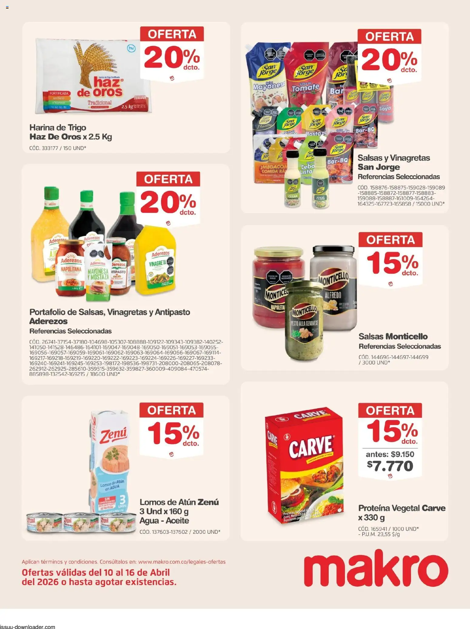 Makro revista - valida desde el 10.04.2026 | Página: 13 | Productos: Atún, Harina, Tomate, Vitaminas
