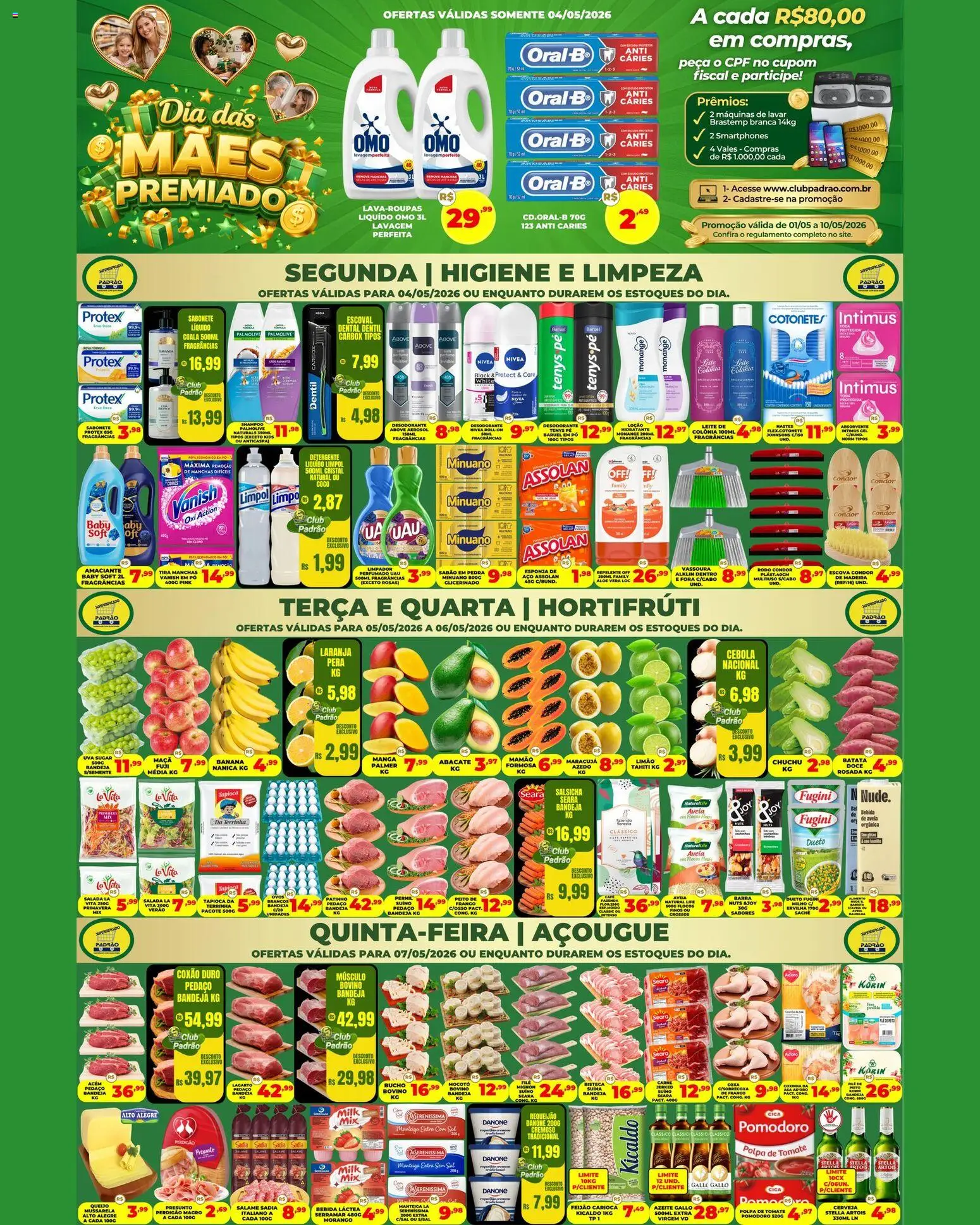 Supermercado Padrão Folheto - válido de 04.05.2026 | Página: 1 | Produtos: Ovos, Vassoura, Rodo, Avelã