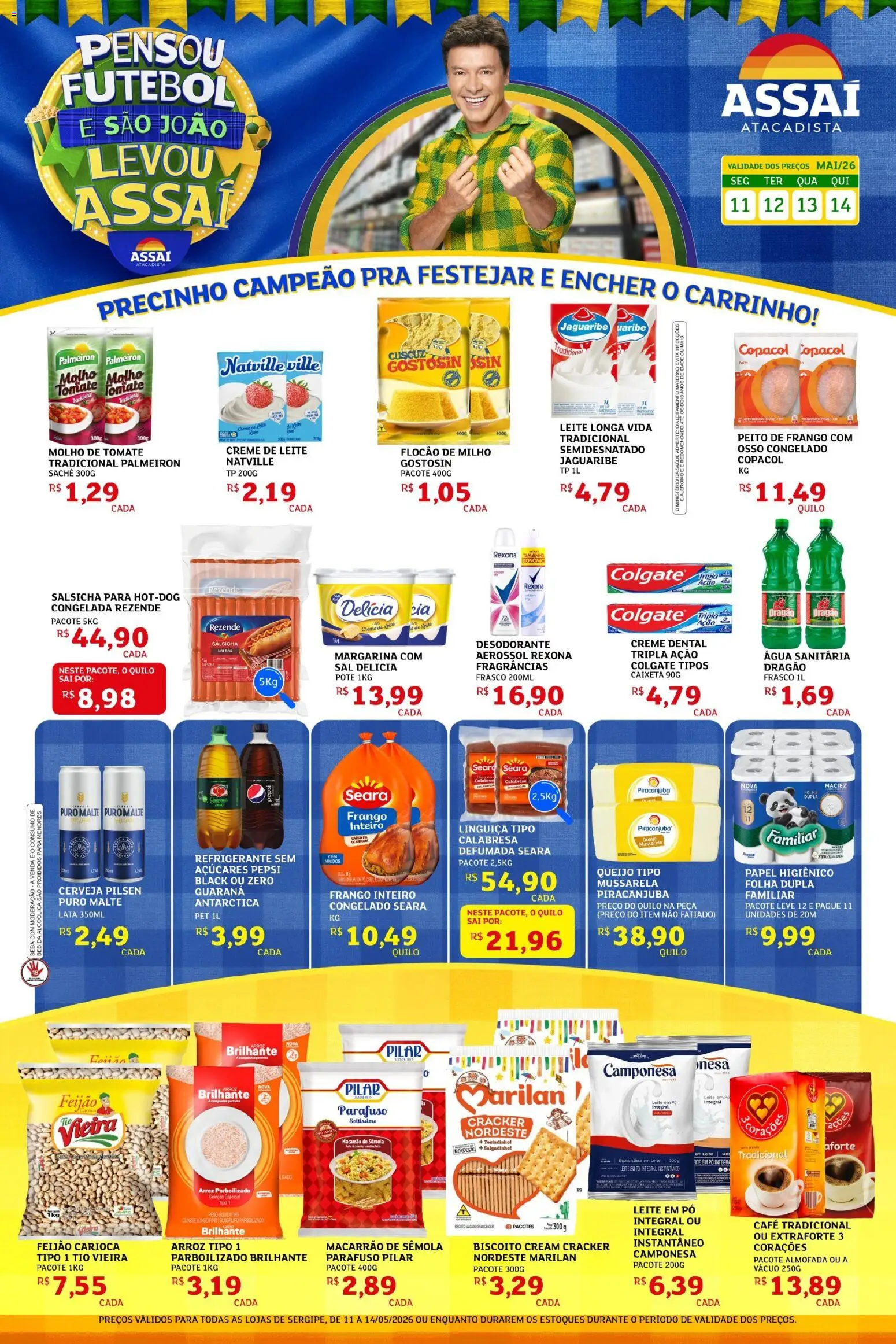 Assaí Atacadista Folheto - válido de 11.05.2026 | Página: 1 | Produtos: Linguiça, Café, Creme, Creme dental
