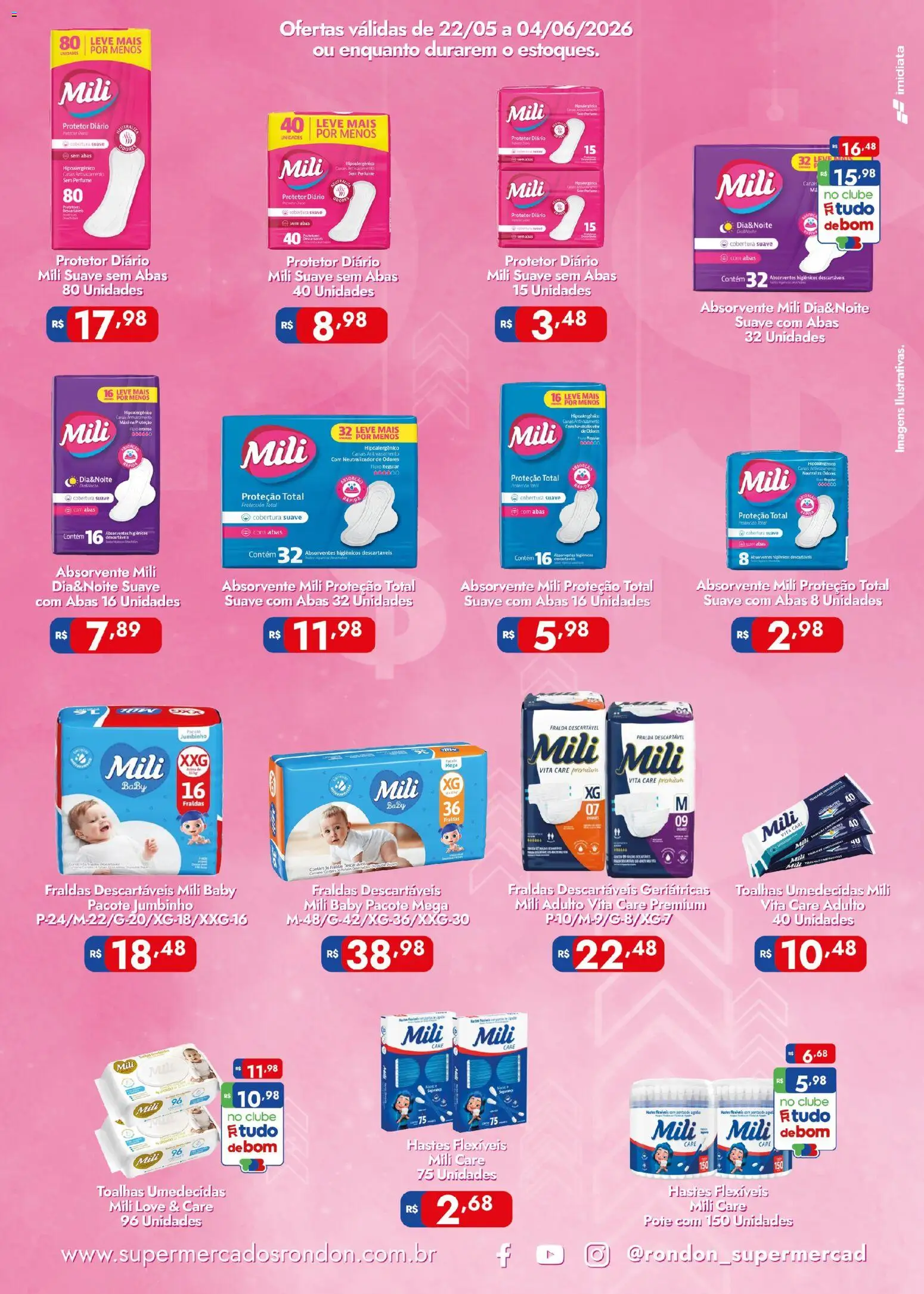 Supermercados Rondon Folheto - válido de 22.05.2026 | Página: 2 | Produtos: Perfume, Fraldas, Absorvente