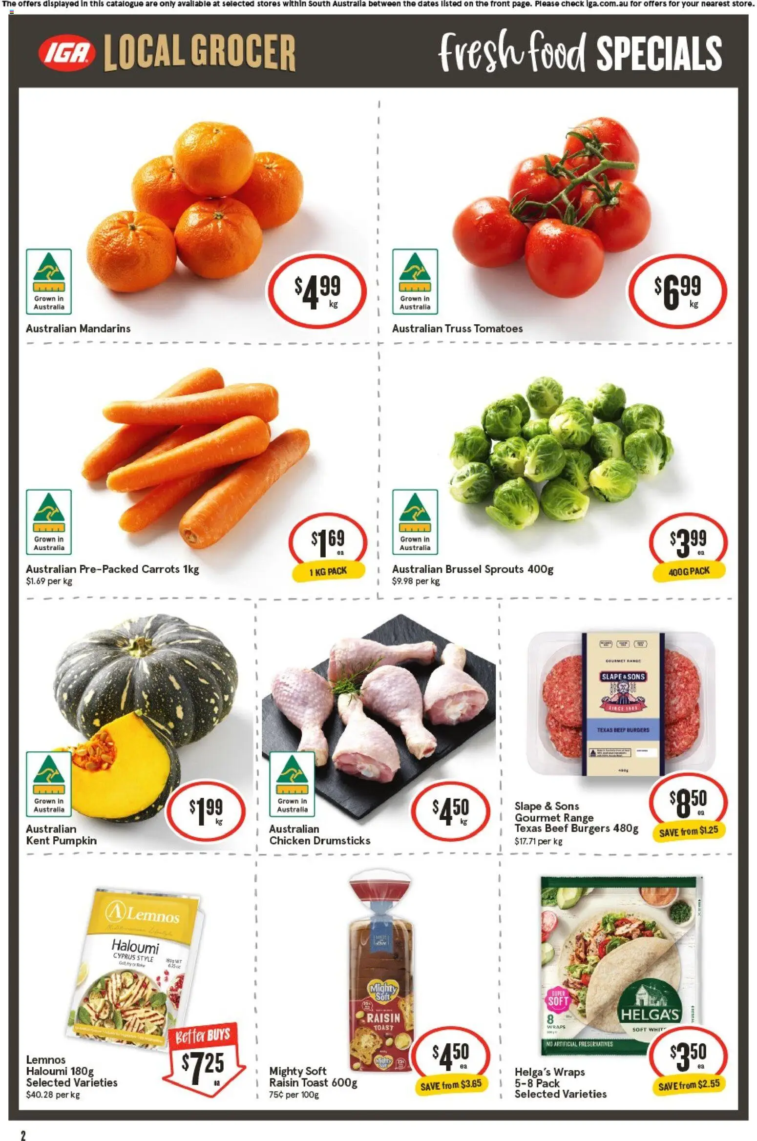 IGA catalogue - valid from 27.05.2026 | Page: 2 | Products: Chicken, Tomatoes, Mandarins, Carrots
