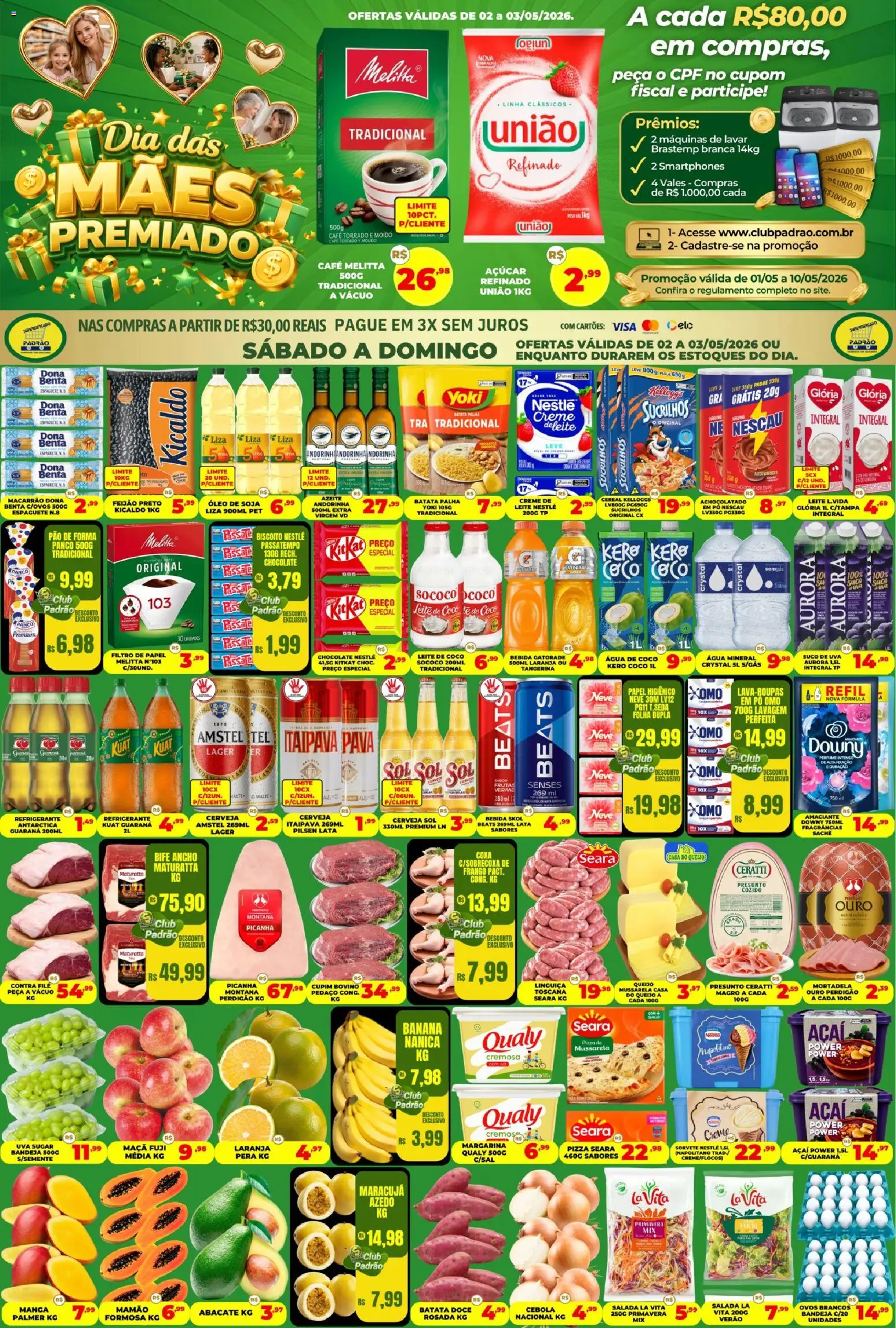 Supermercado Padrão Folheto - válido de 02.05.2026 | Página: 1 | Produtos: Banco, Nescau, Pizza, Refrigerante