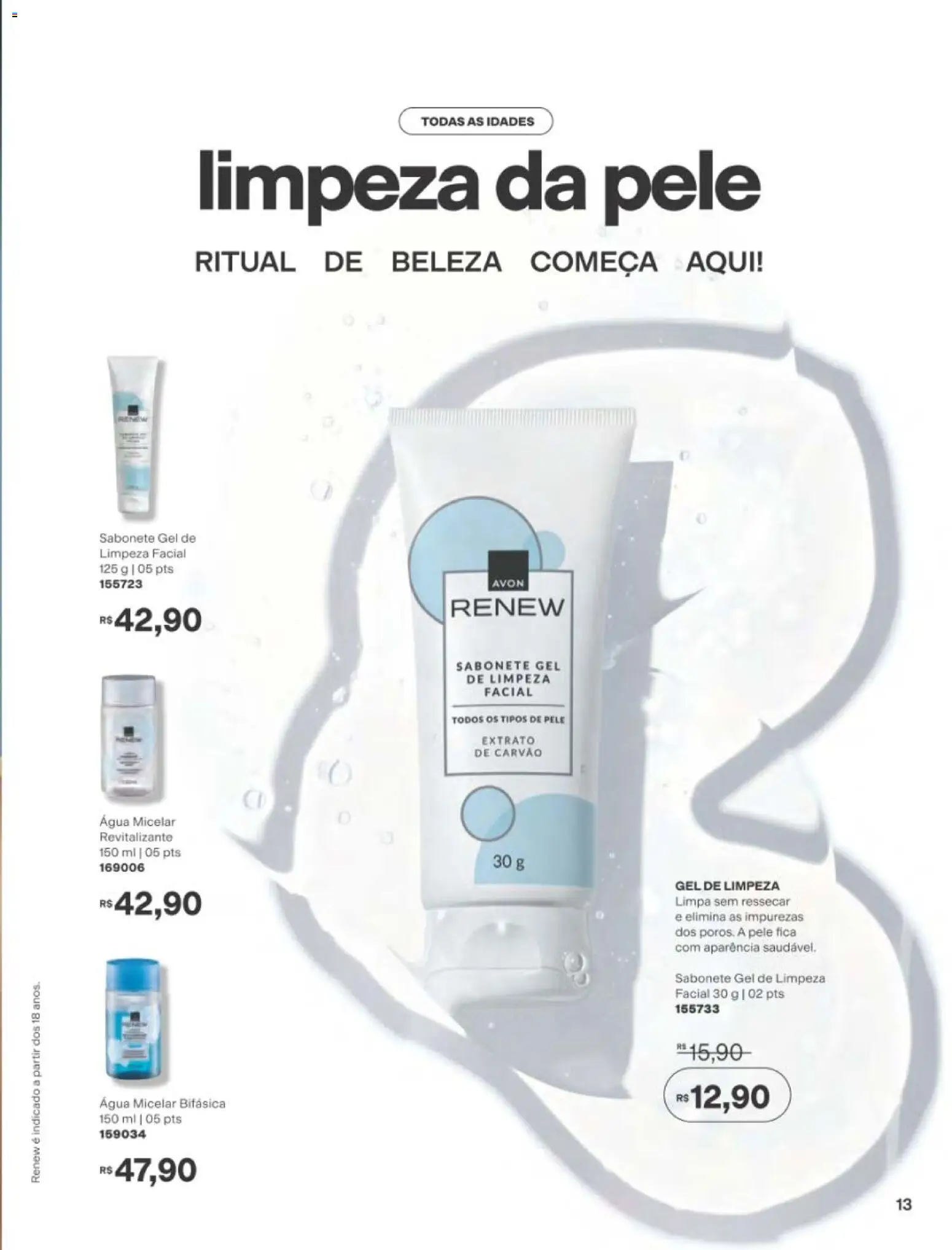 Avon Folheto - válido de 01/09/2026 | Página: 13 | Produtos: Água micelar, Gel de limpeza, Água, Sabonete
